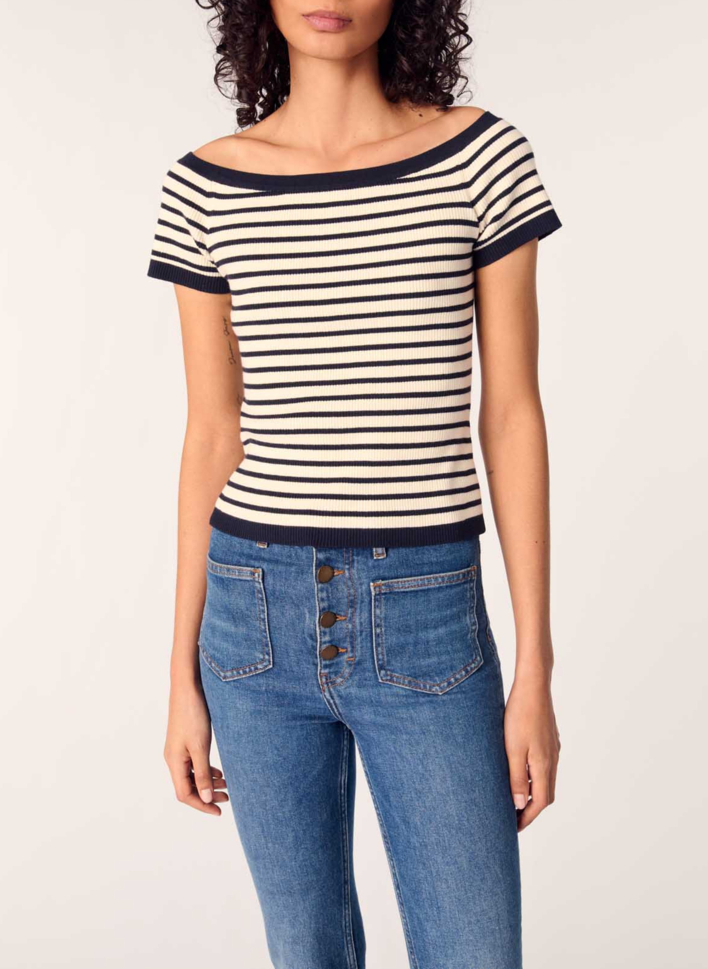 Top moulant col bateau MAJE Bleu