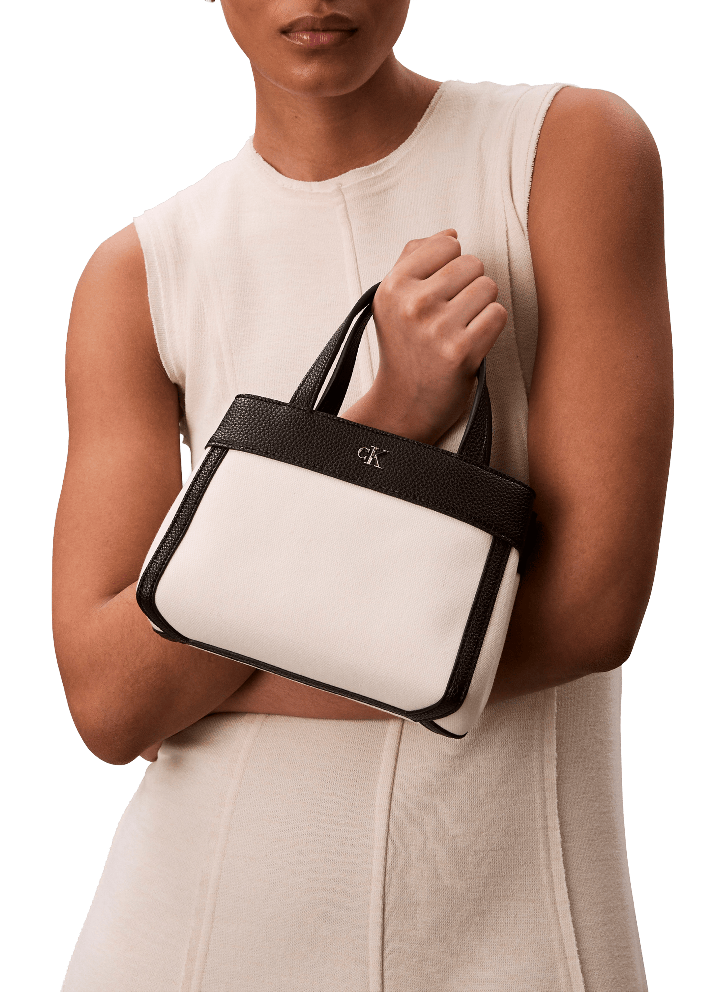 Mini sac cabas en toile de coton CALVIN KLEIN Blanc