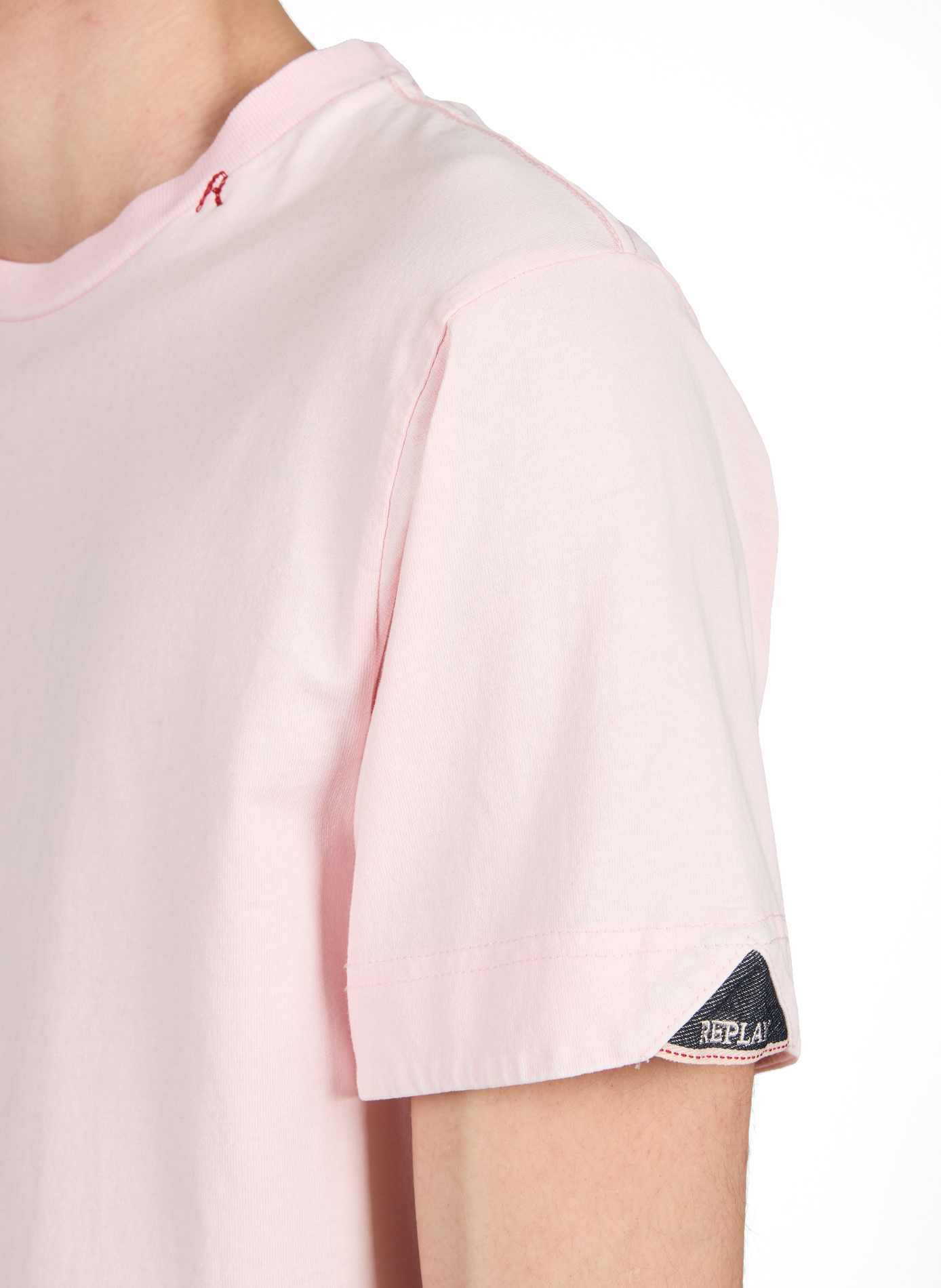 T-shirt droit à col rond en coton REPLAY Rose