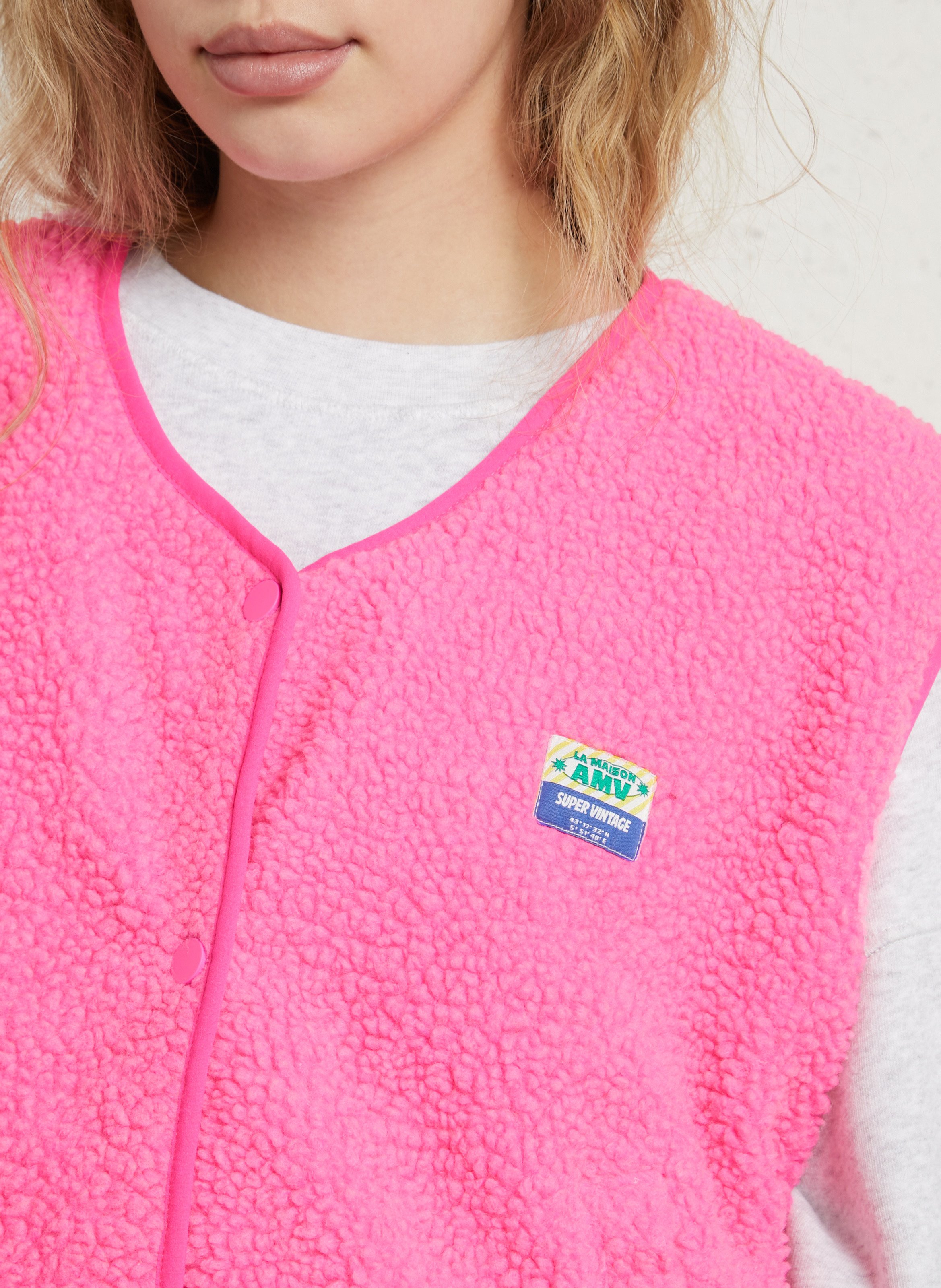 Gilet col rond molletonné sans manches hoktown AMERICAN VINTAGE Rose