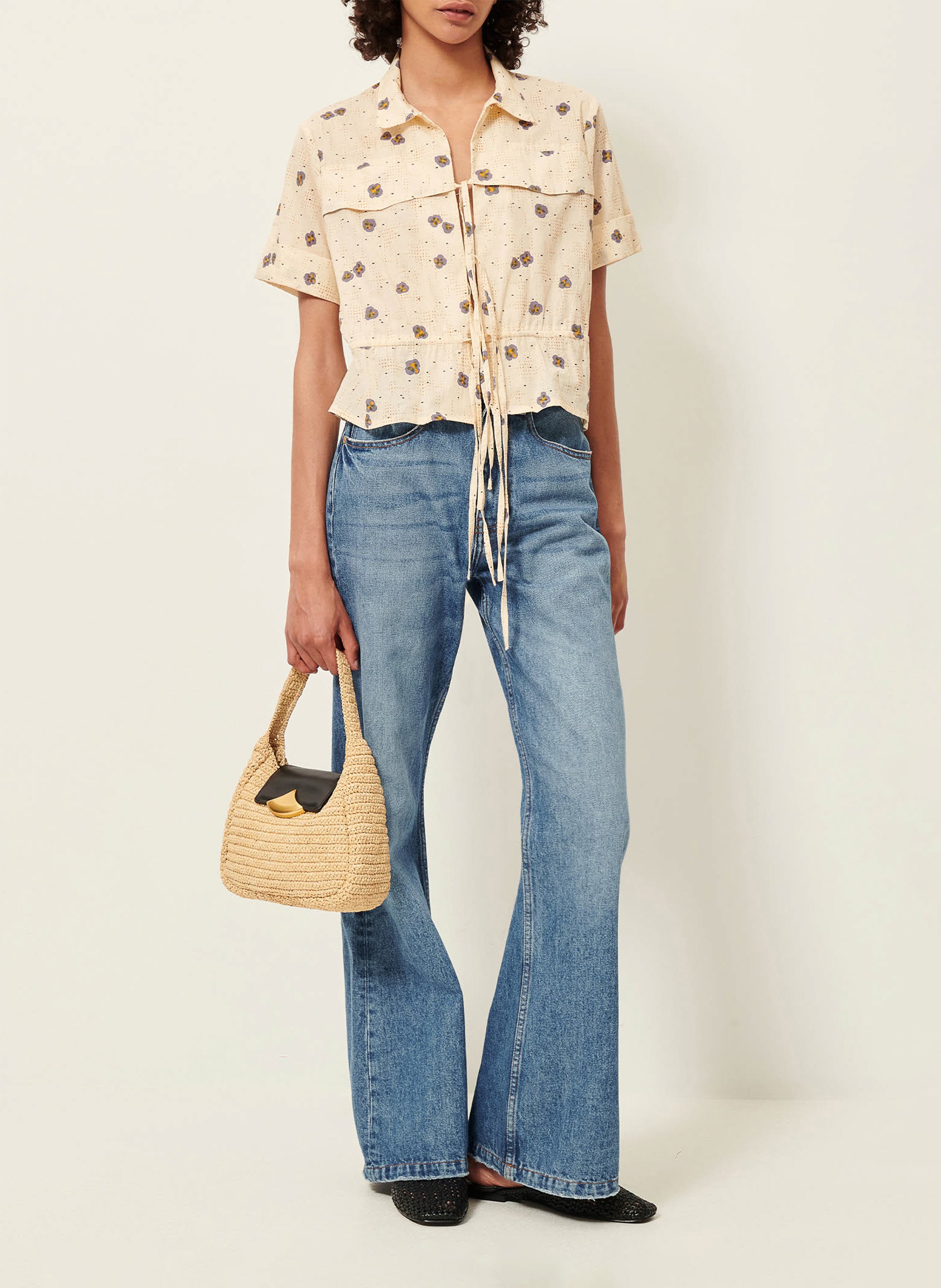 Chemise droite col classique en coton imprimé chiavari SESSUN Multicolore