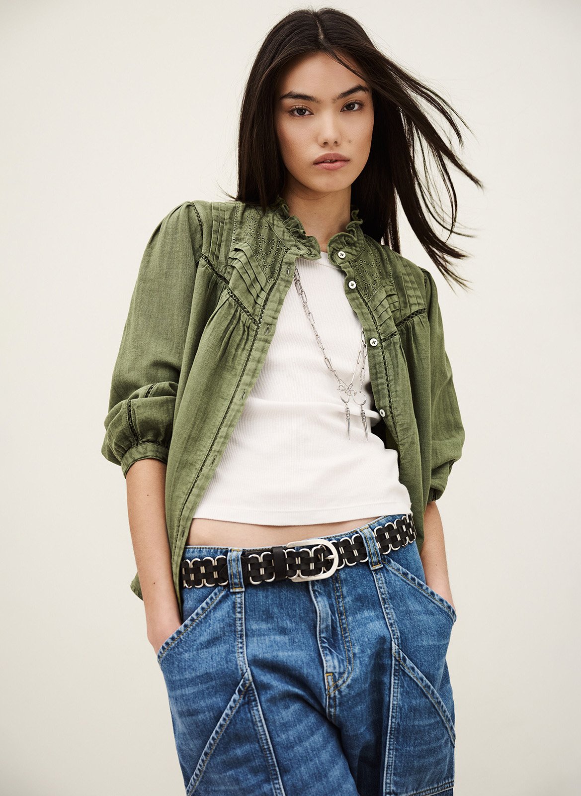 Chemise col rond gilda BA&SH Kaki