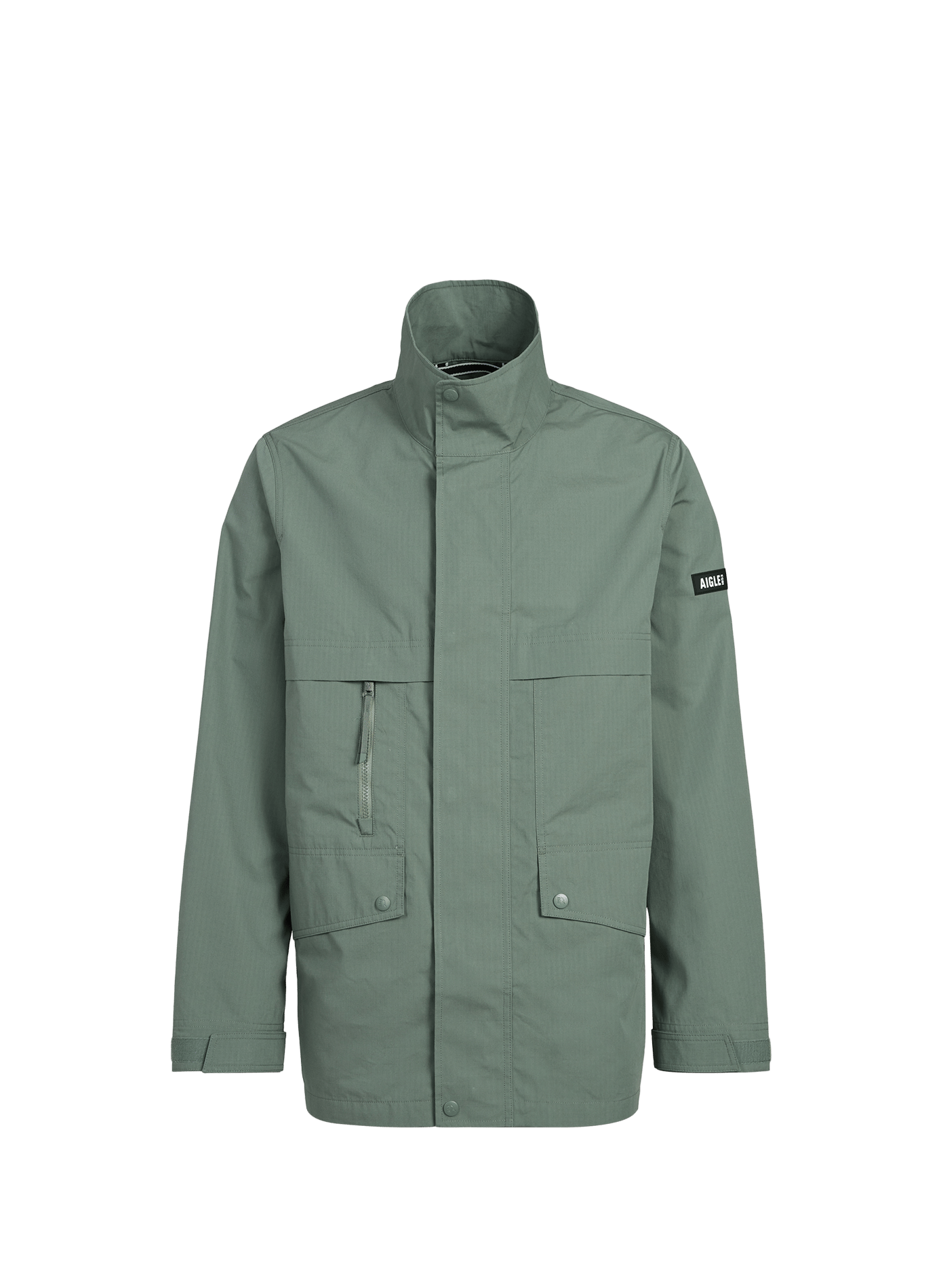 Water-repellent multi-pocket cotton blend jacket AIGLE Khaki