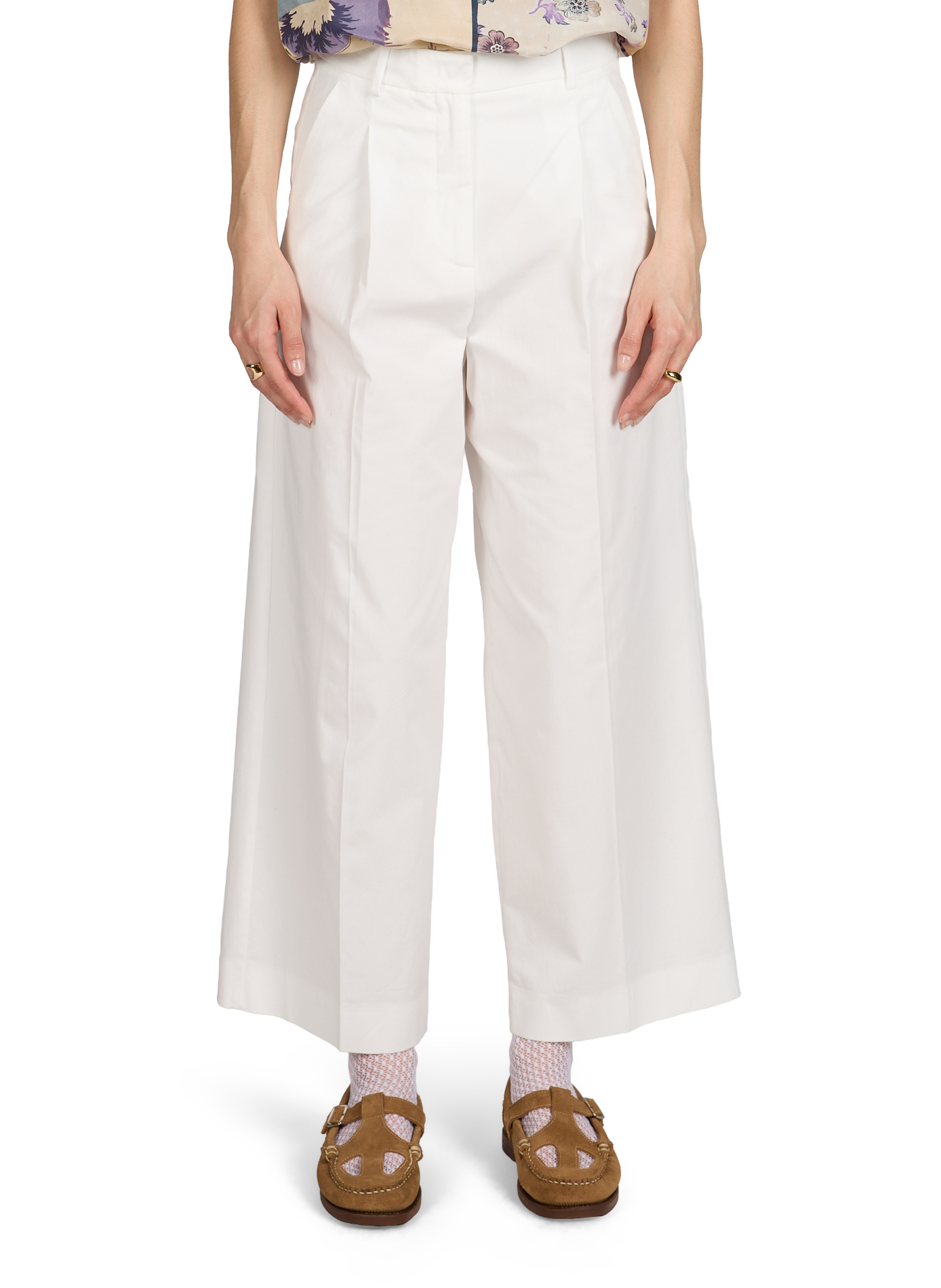 Pantaloni a gamba larga a pince unito MAX MARA WEEK END Bianco