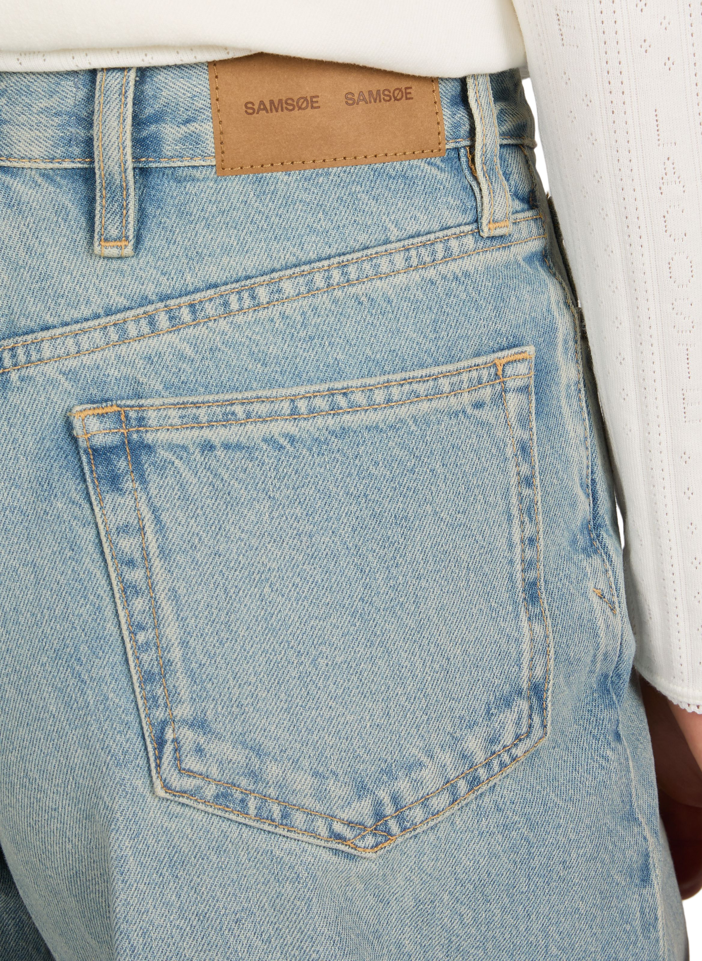 Straight denim cotton cropped pants SAMSOE SAMSOE Blue