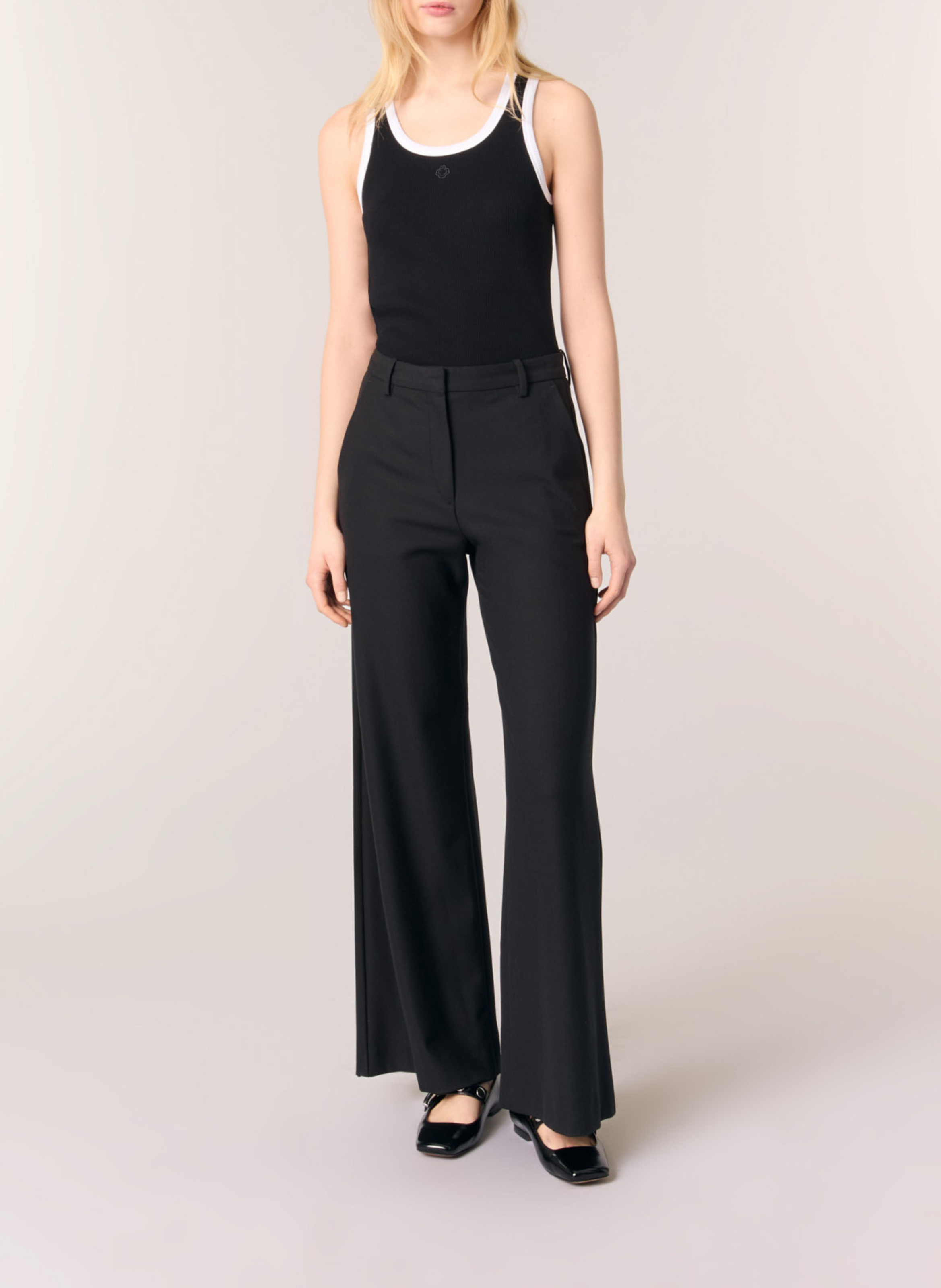 Pantalon flare en laine mélangée MAJE Noir
