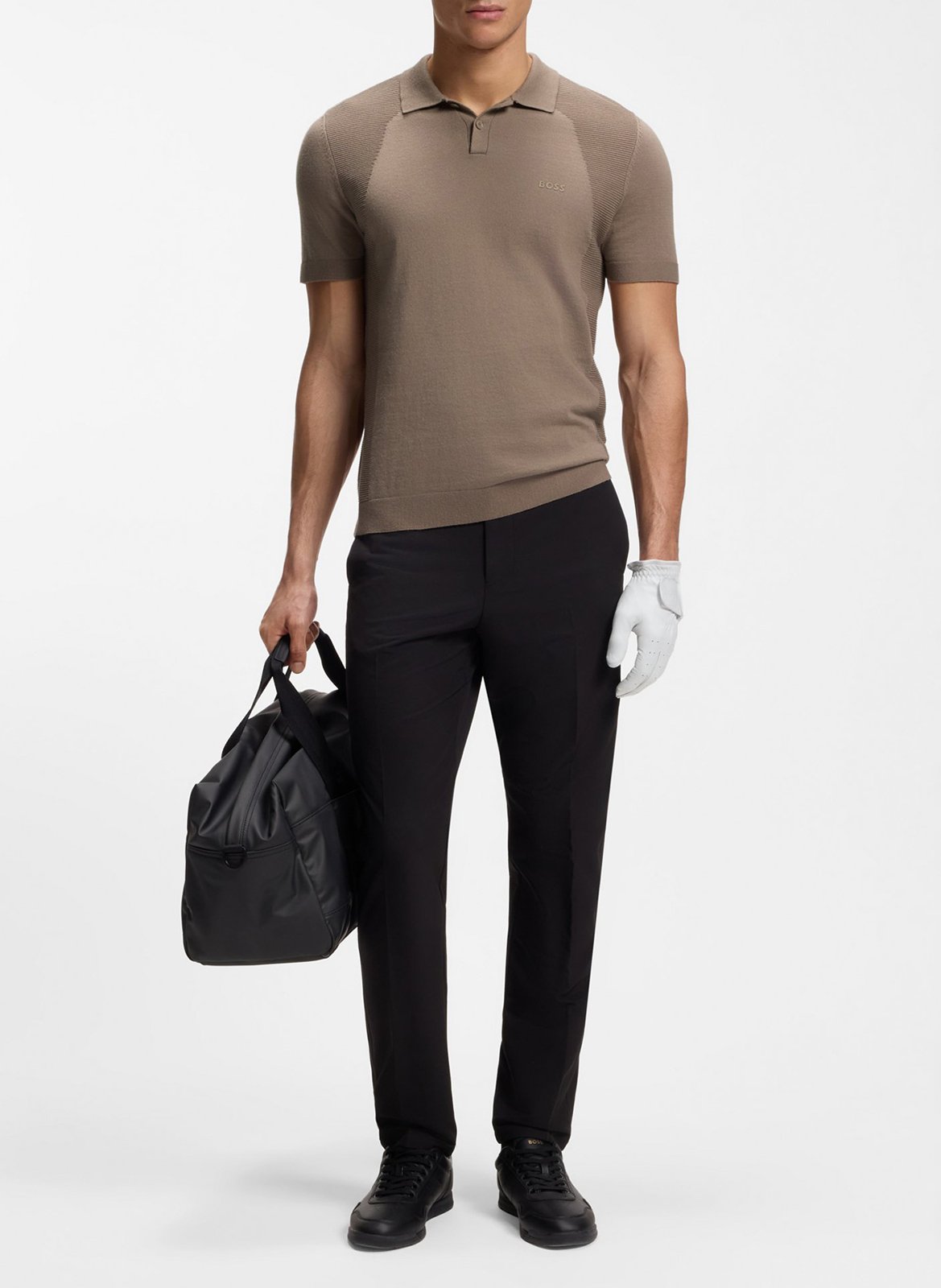 Polo droit en coton mélangé BOSS Kaki