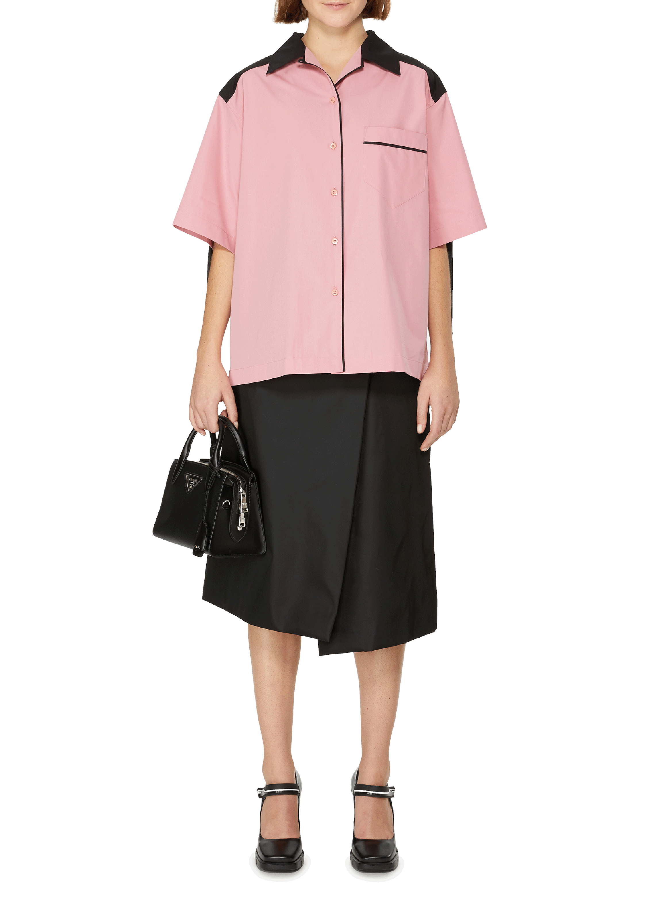 Geruwde katoenen blouse PRADA Roze