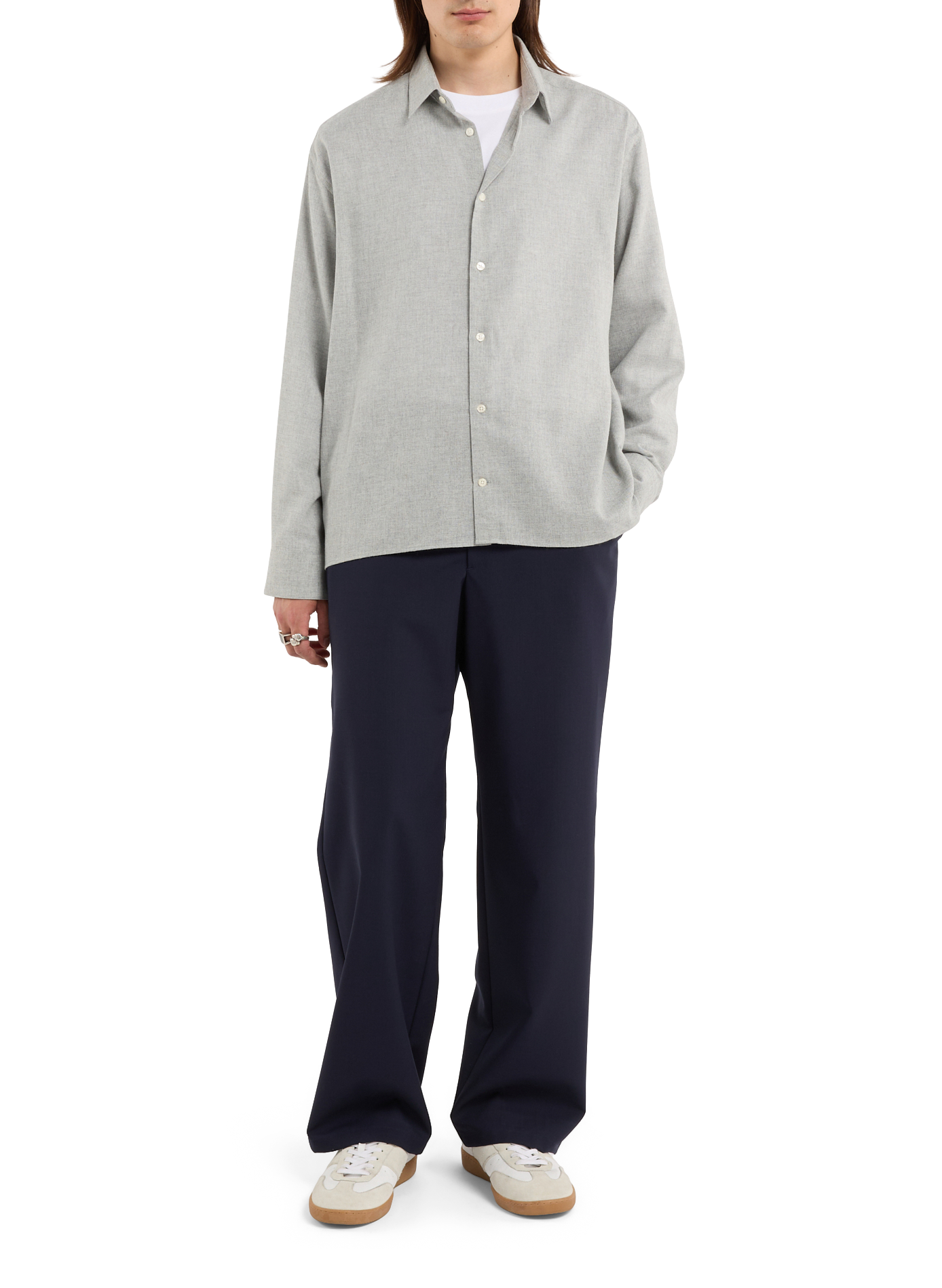 Solid button-down shirt SAISON 1865 Grey