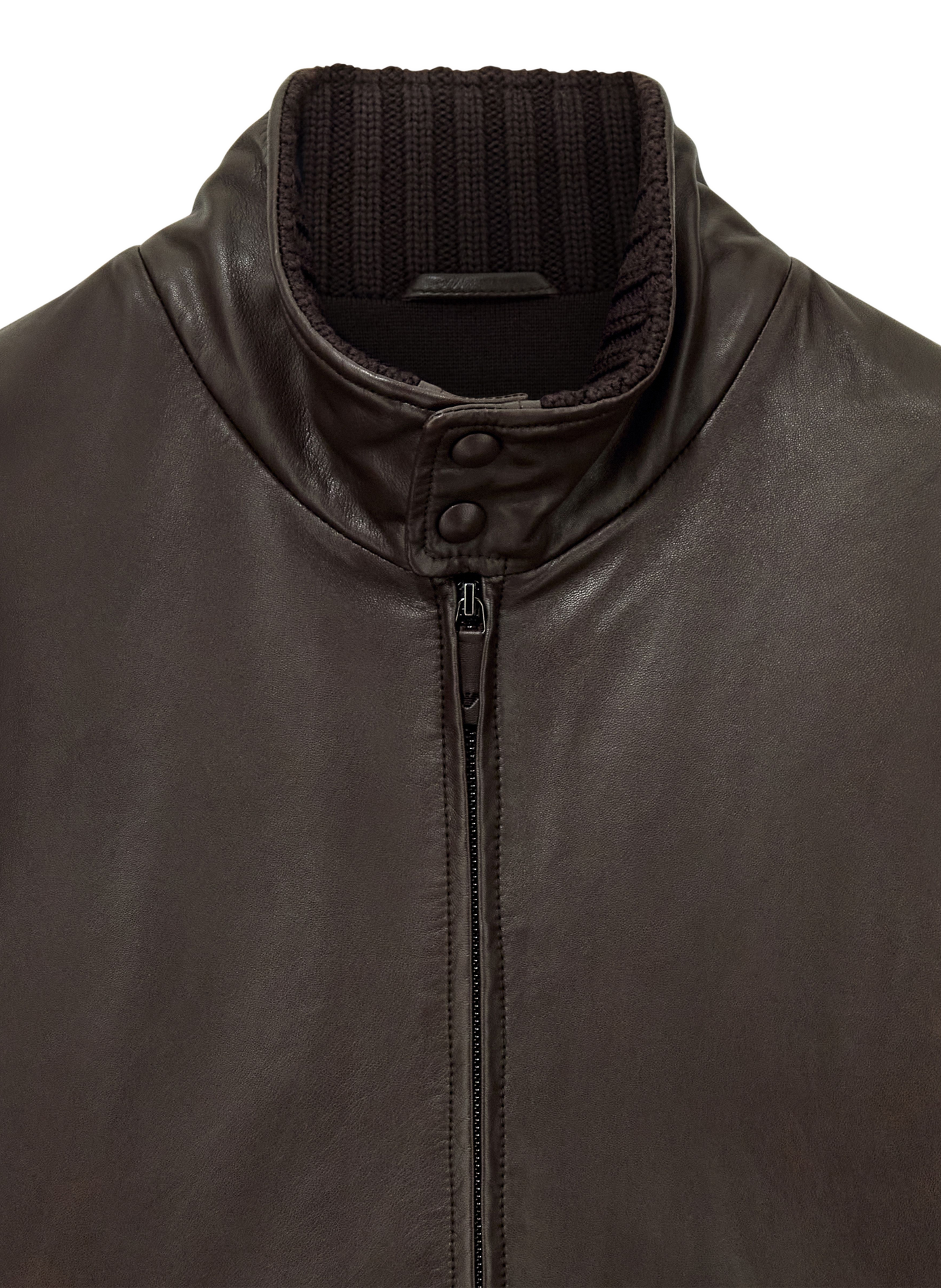 Sheepskin leather high-neck jacket EMPORIO ARMANI Brown