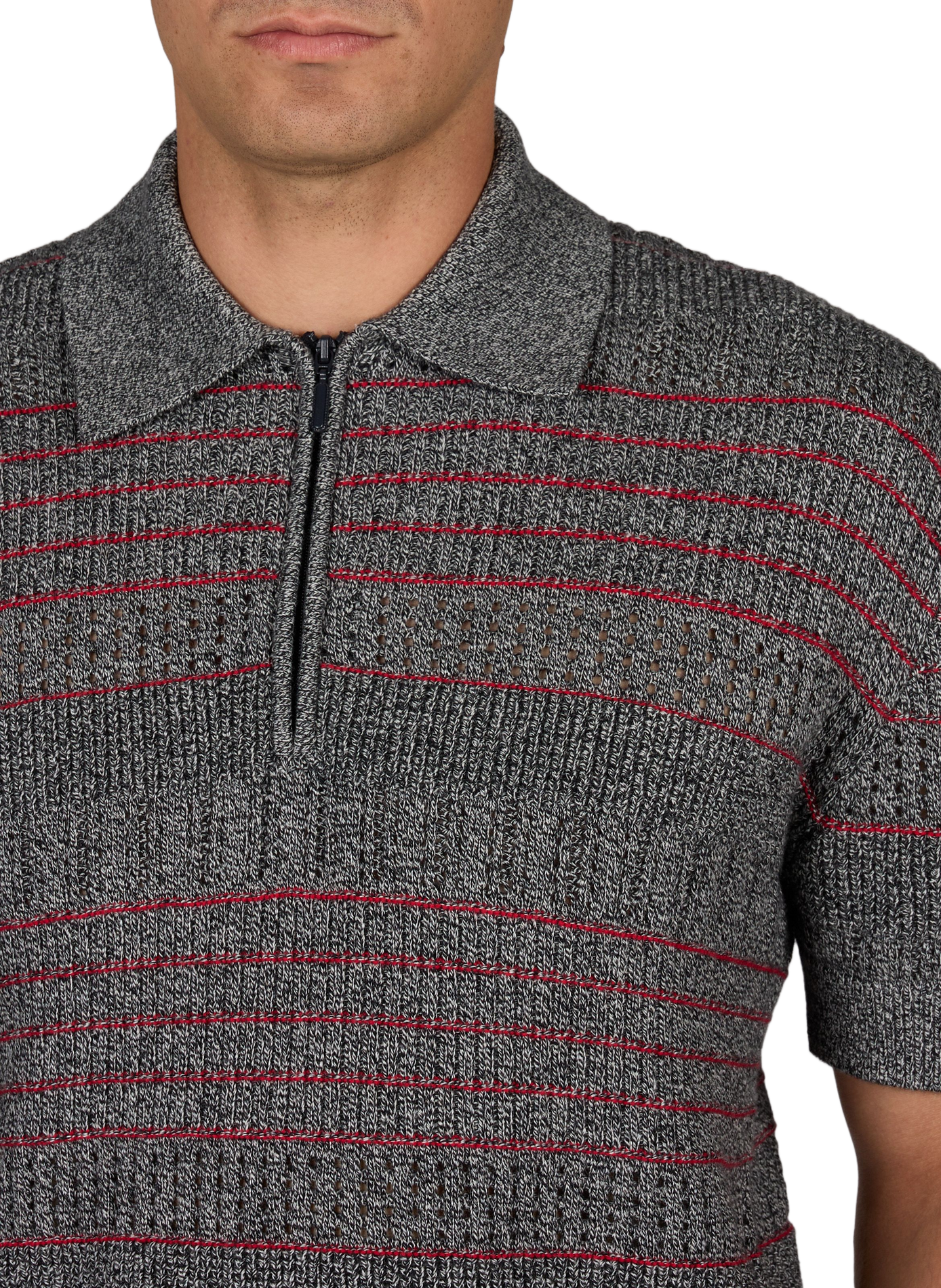 Polo à col zippé en maille DROLE DE MONSIEUR Gris