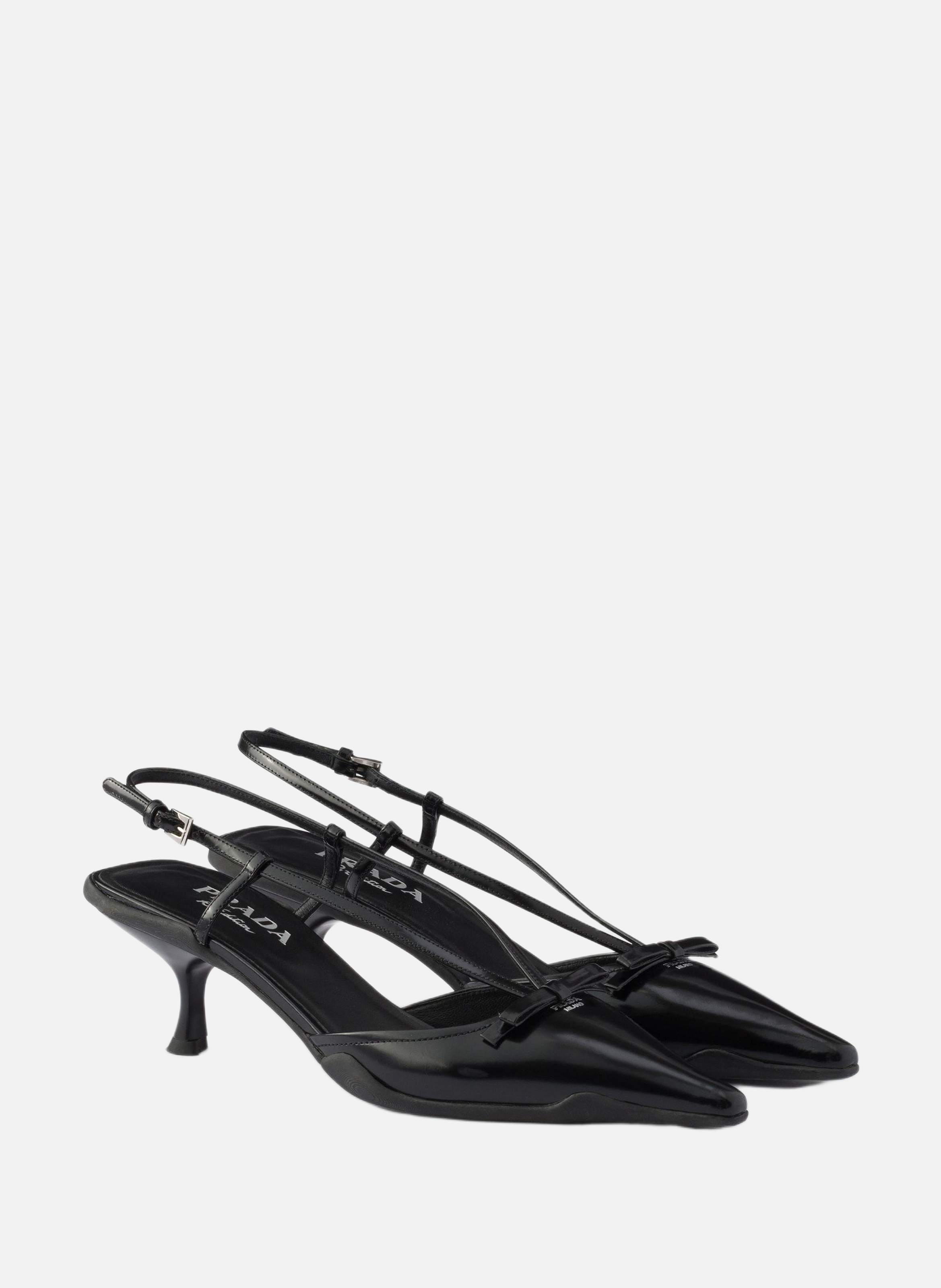 Escarpins à bride arrière en cuir brossé PRADA Noir