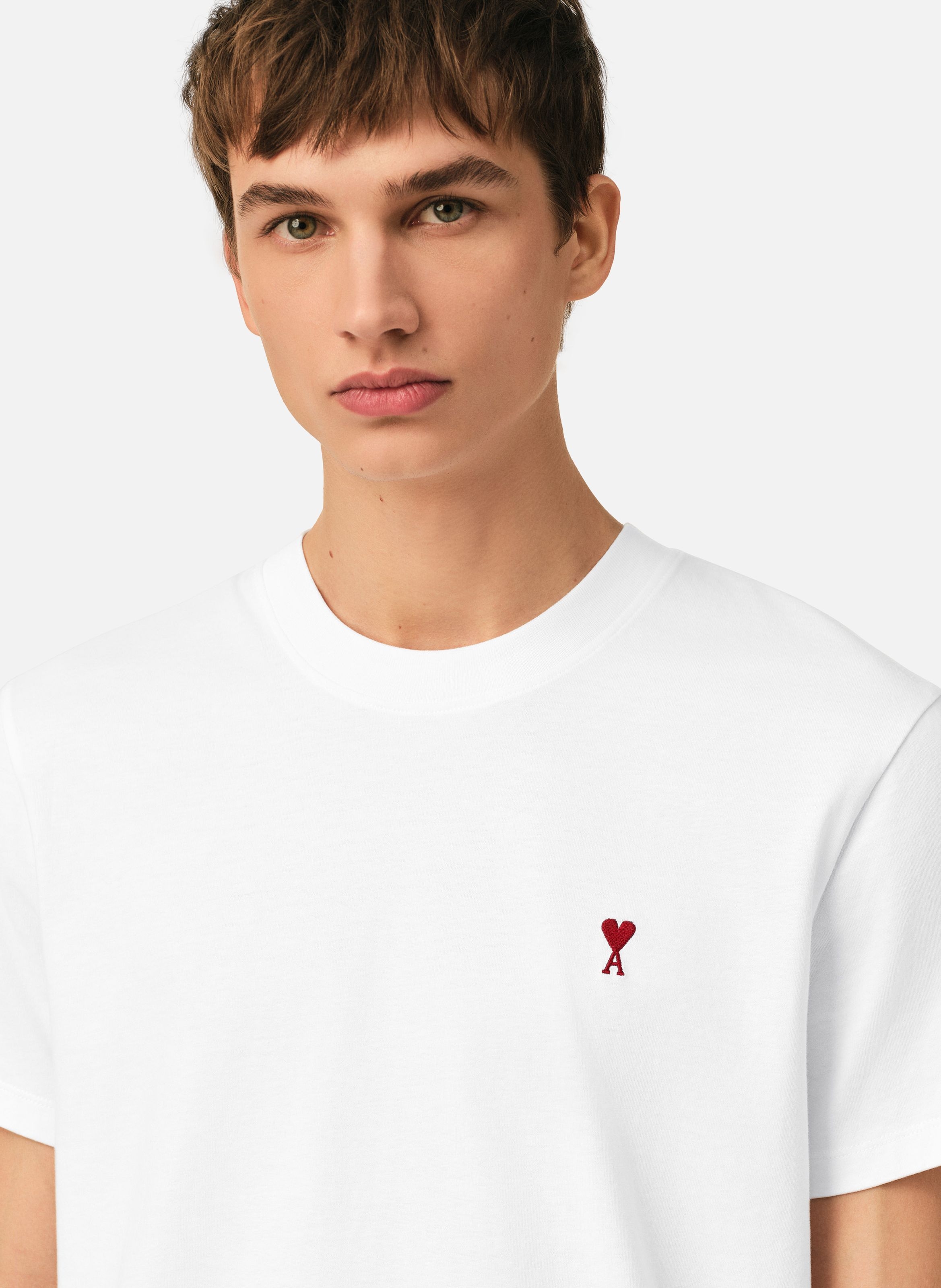 T-shirt ami de coeur rouge unisexe AMI PARIS Blanc