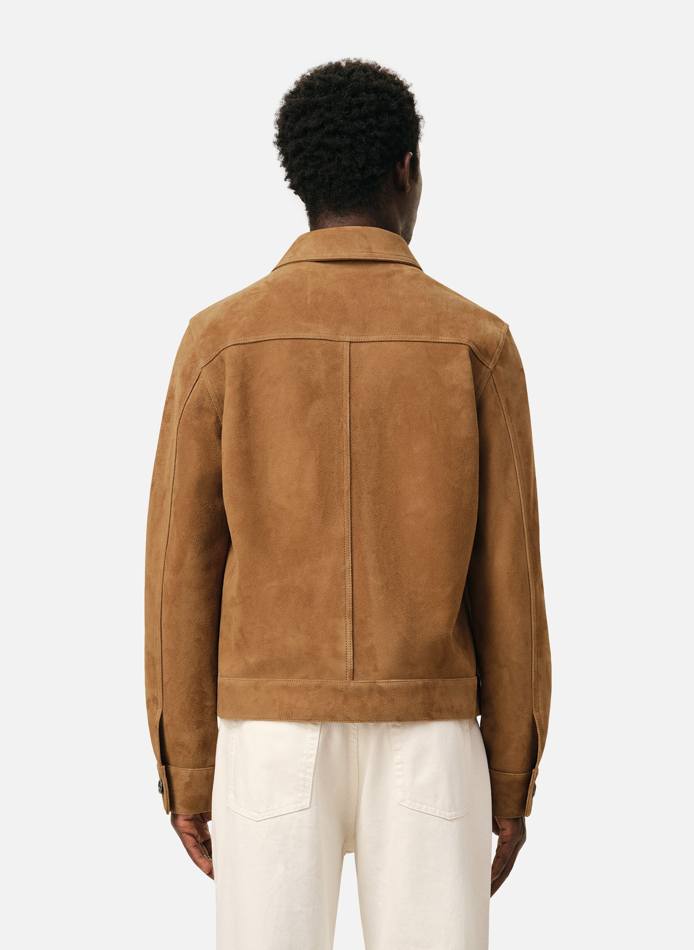 Veste boutonnée ami de coeur en cuir de chèvre AMI PARIS Marron