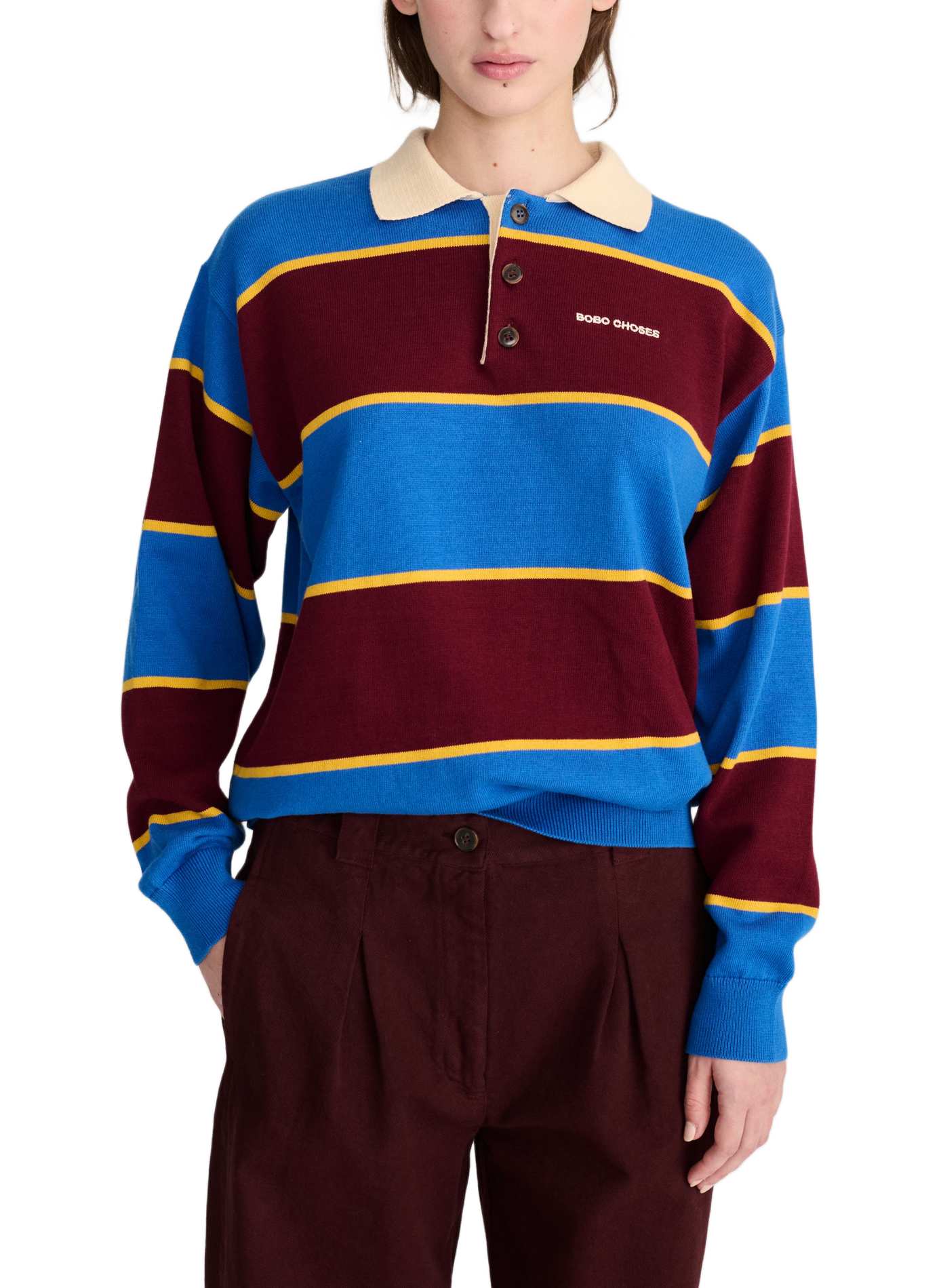 Striped cotton polo shirt BOBO CHOSES Blue