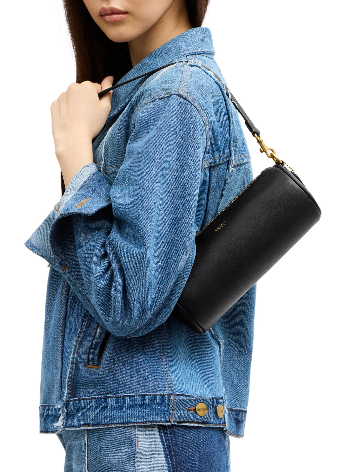BARREL leather handbag COACH Black