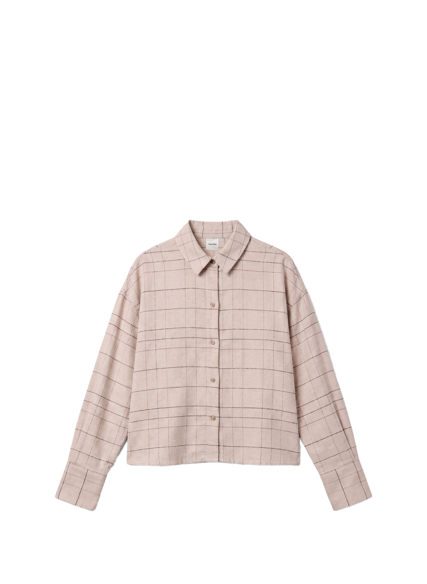 Pyjamaoberteil aus Baumwollmischgewebe mit Karomuster CALVIN KLEIN Beige