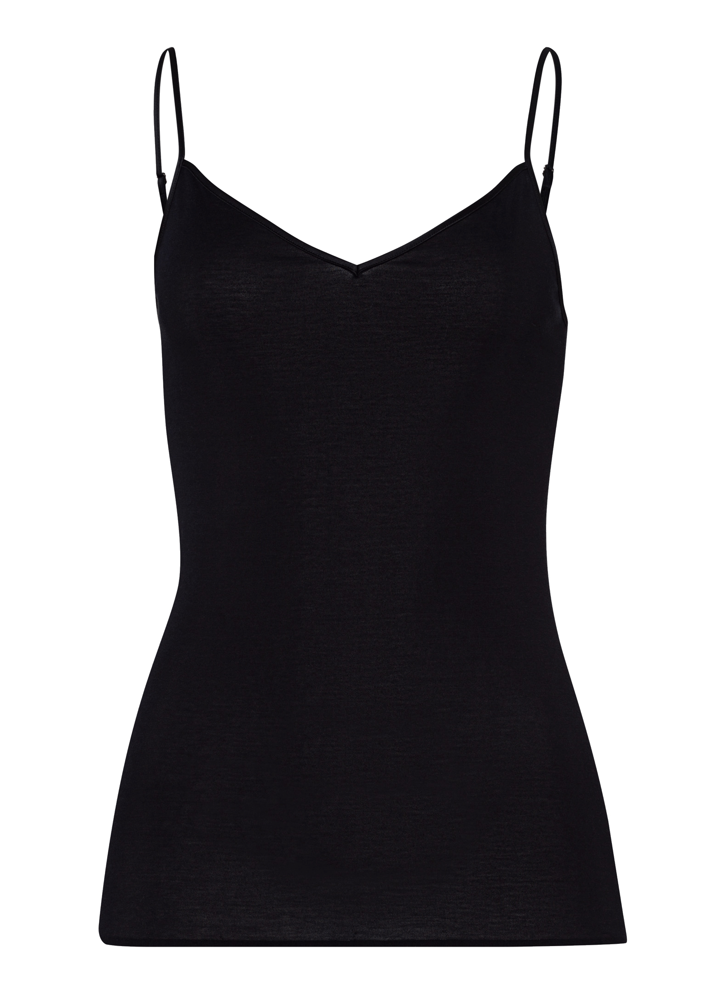 Hanro Seamless Cotton V-neck Camisole In Black