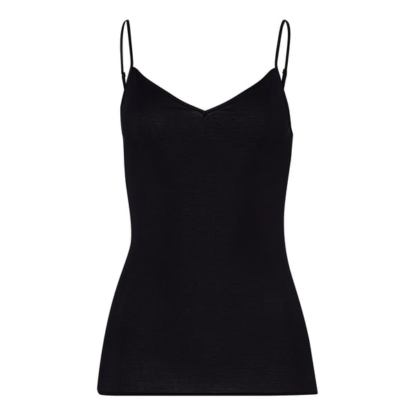 Hanro Seamless Cotton V-neck Camisole In Black