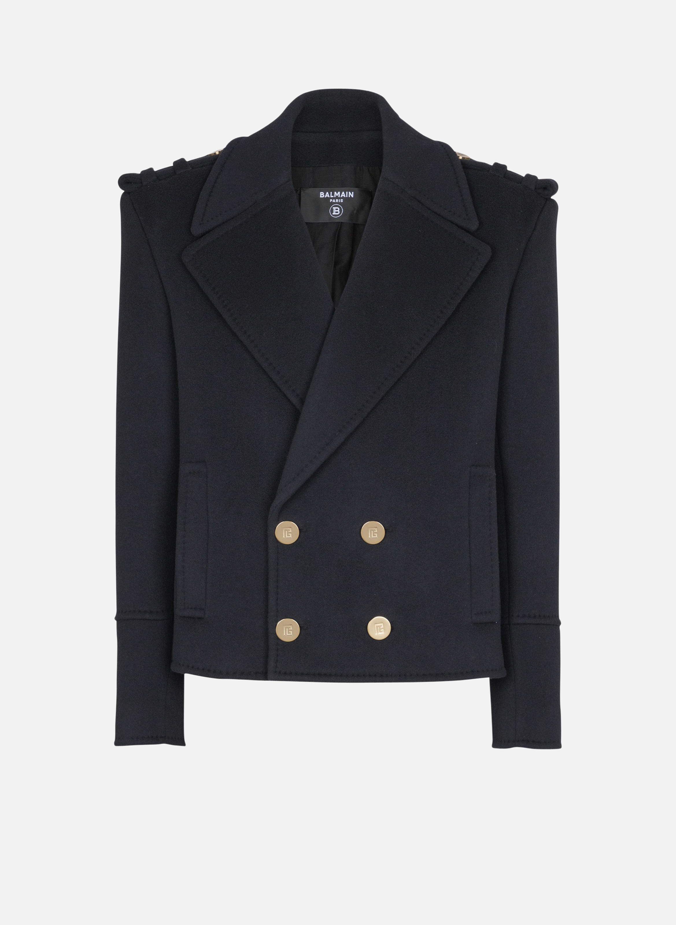 Caban court en laine BALMAIN Bleu