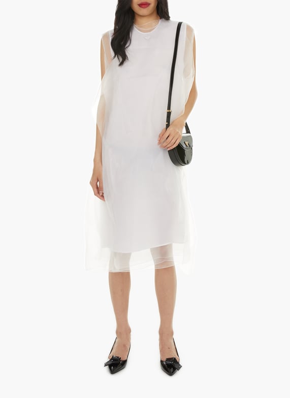 Silk voile midi dress White Prada - Women | Printemps.com Silk voile midi dress White Prada - Women | Printemps.com