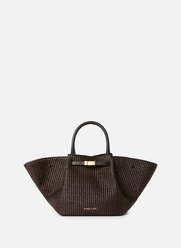 Sac à main Midi New York en Raphia Noir by DEMELLIER LONDON DEMELLIER LONDON Sac à main Midi New York en Raphia Noir