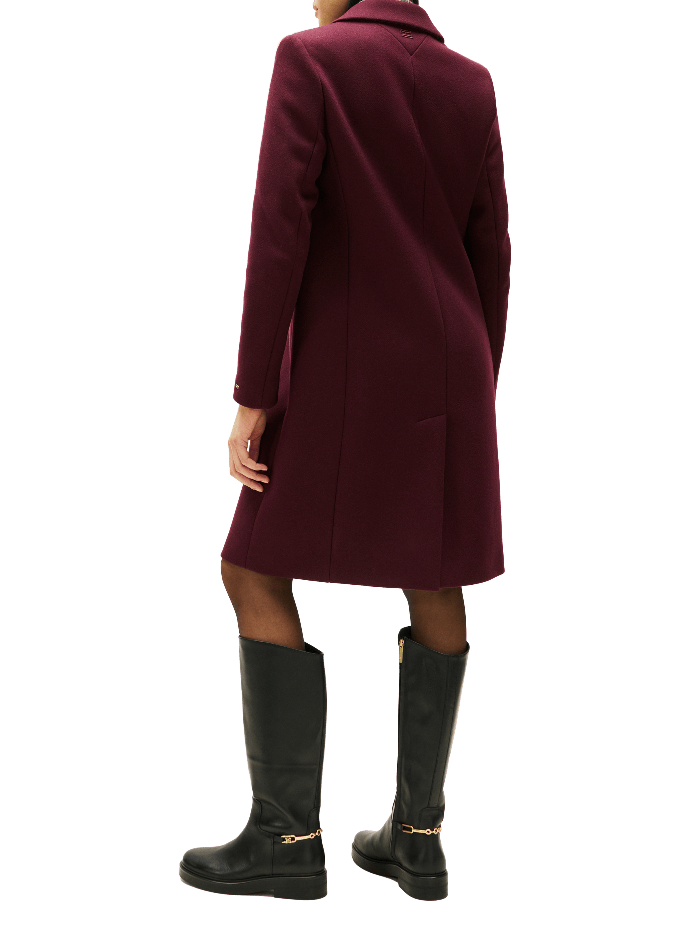 Manteau droit avec cachemire TOMMY HILFIGER Rouge