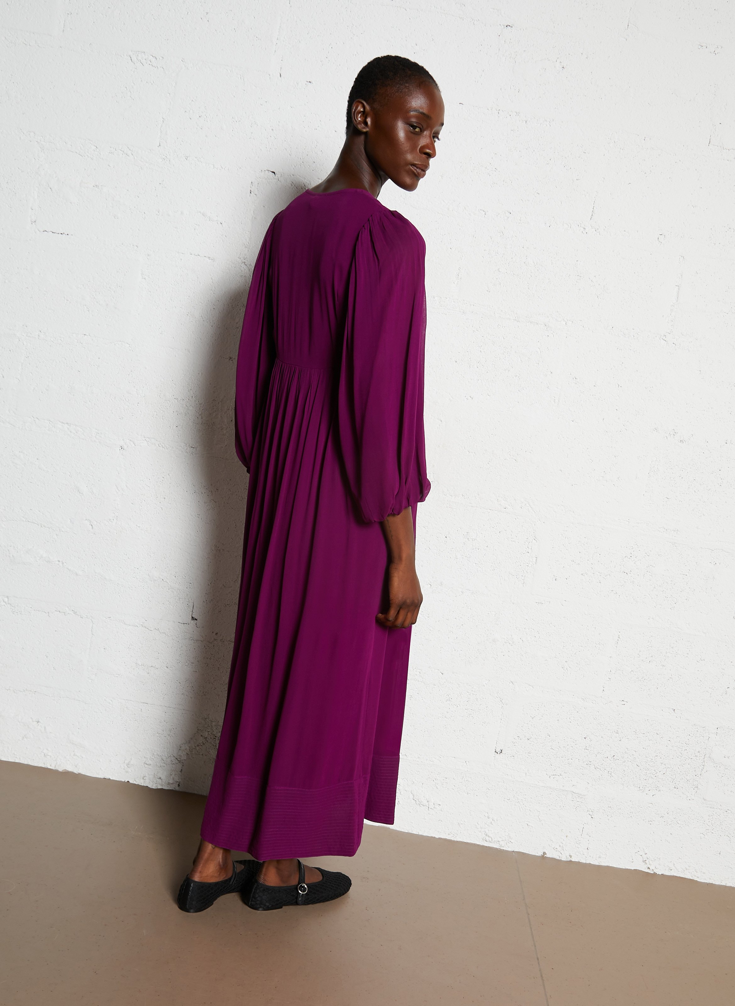 Robe midi col v livia MAISON 123 Violet