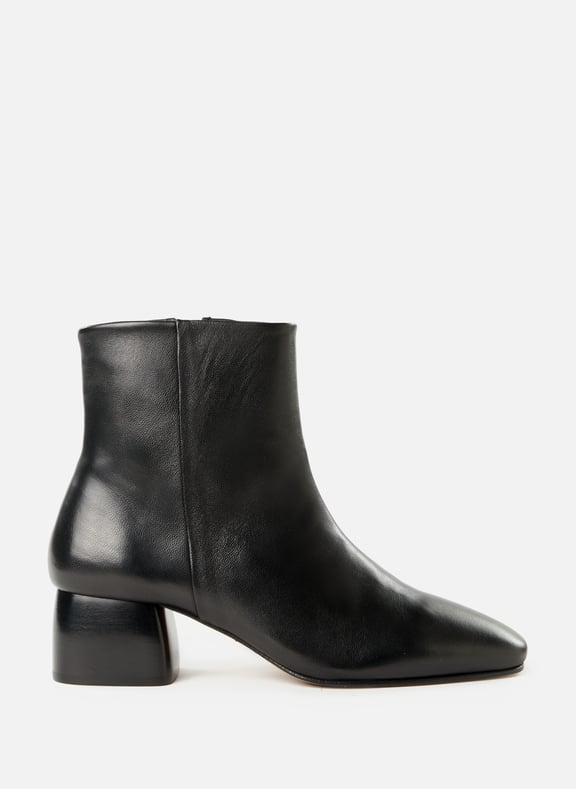 Zip-up leather mid-calf boots Black by BOBBIES BOBBIES Zip-up leather mid-calf boots Black