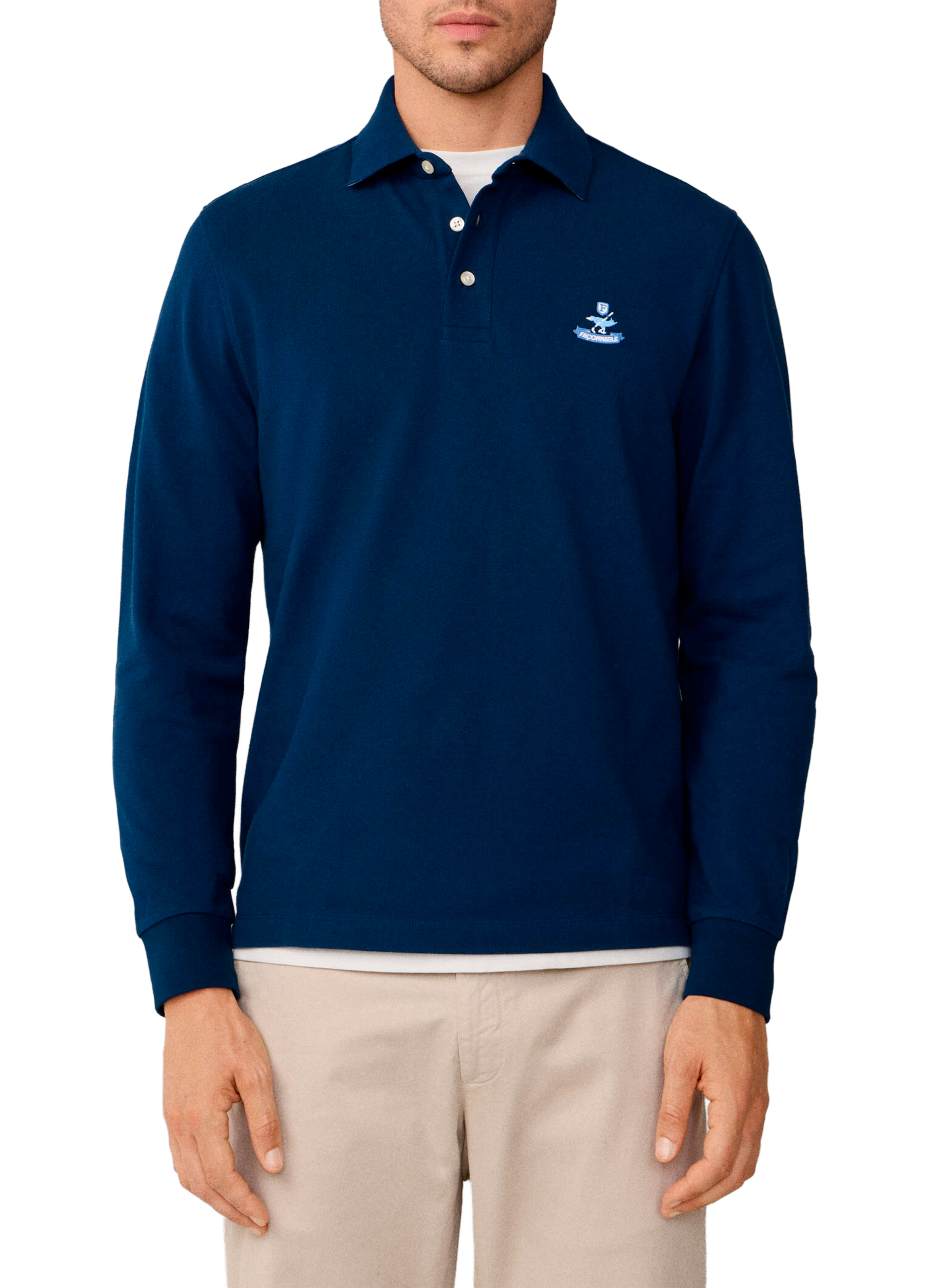 FACONNABLE Polo à manches longues en coton Bleu