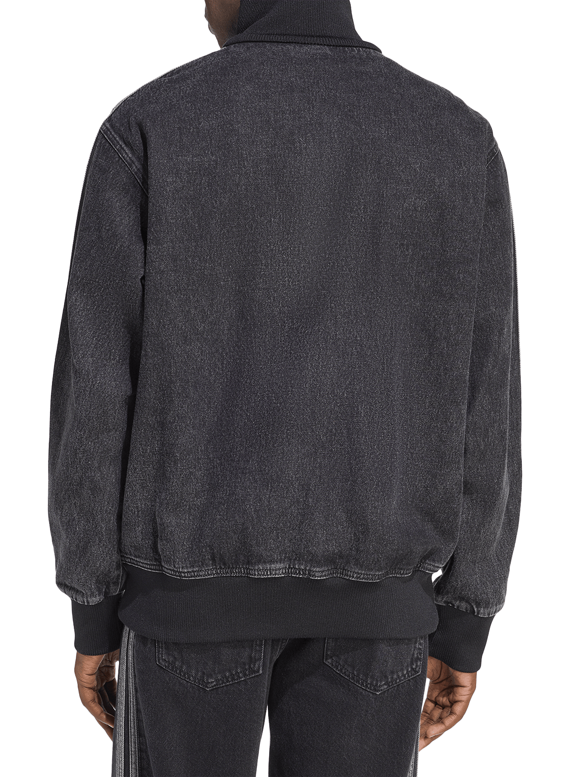 Blouson denim col montant en coton ADIDAS Noir