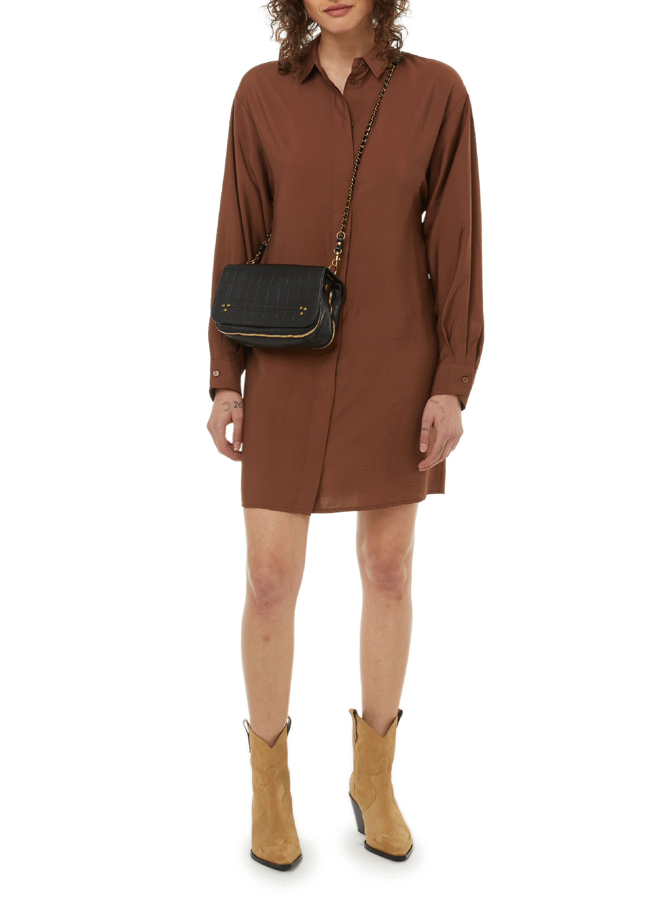 SAMSOE SAMSOE Satin shirt dress Brown