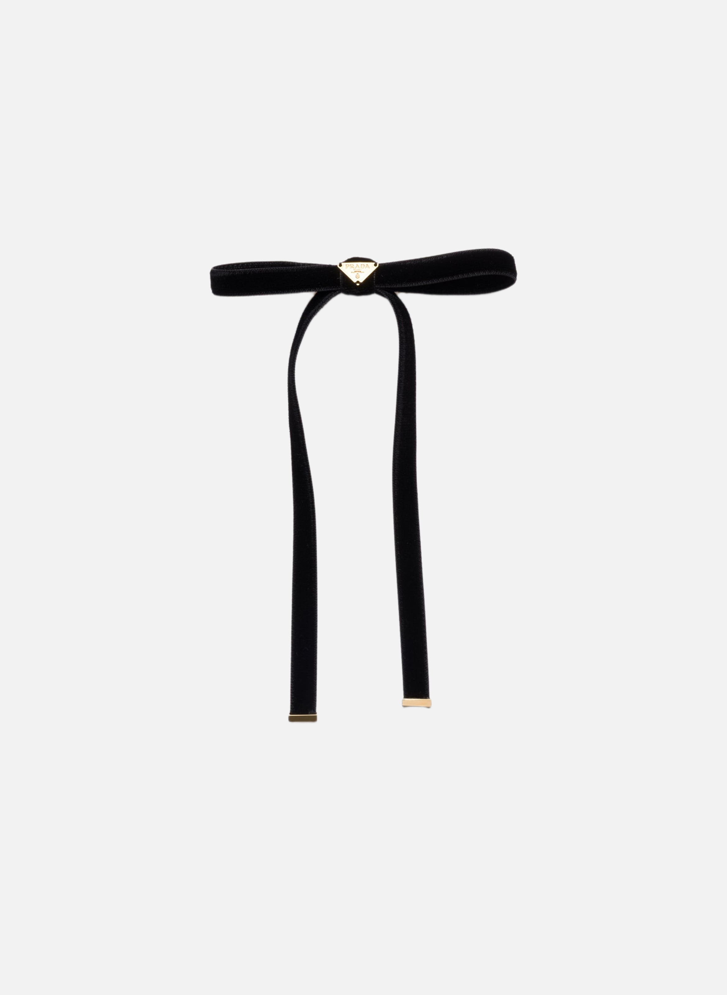 Pince à cheveux en velours PRADA Noir