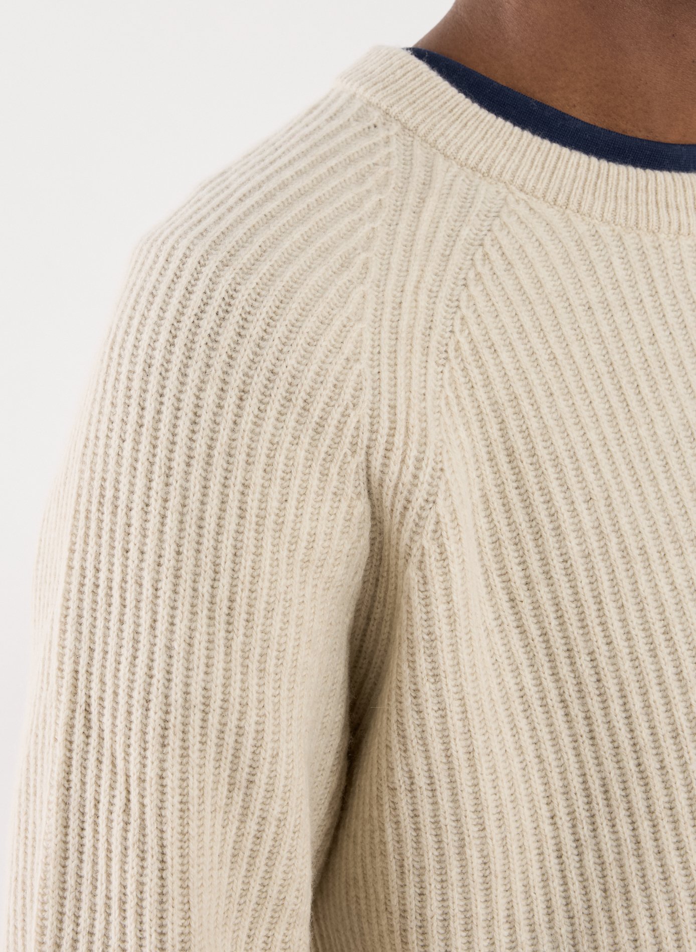Pull côtelé à col rond en laine mérinos et coton mélangés DOCKERS Beige
