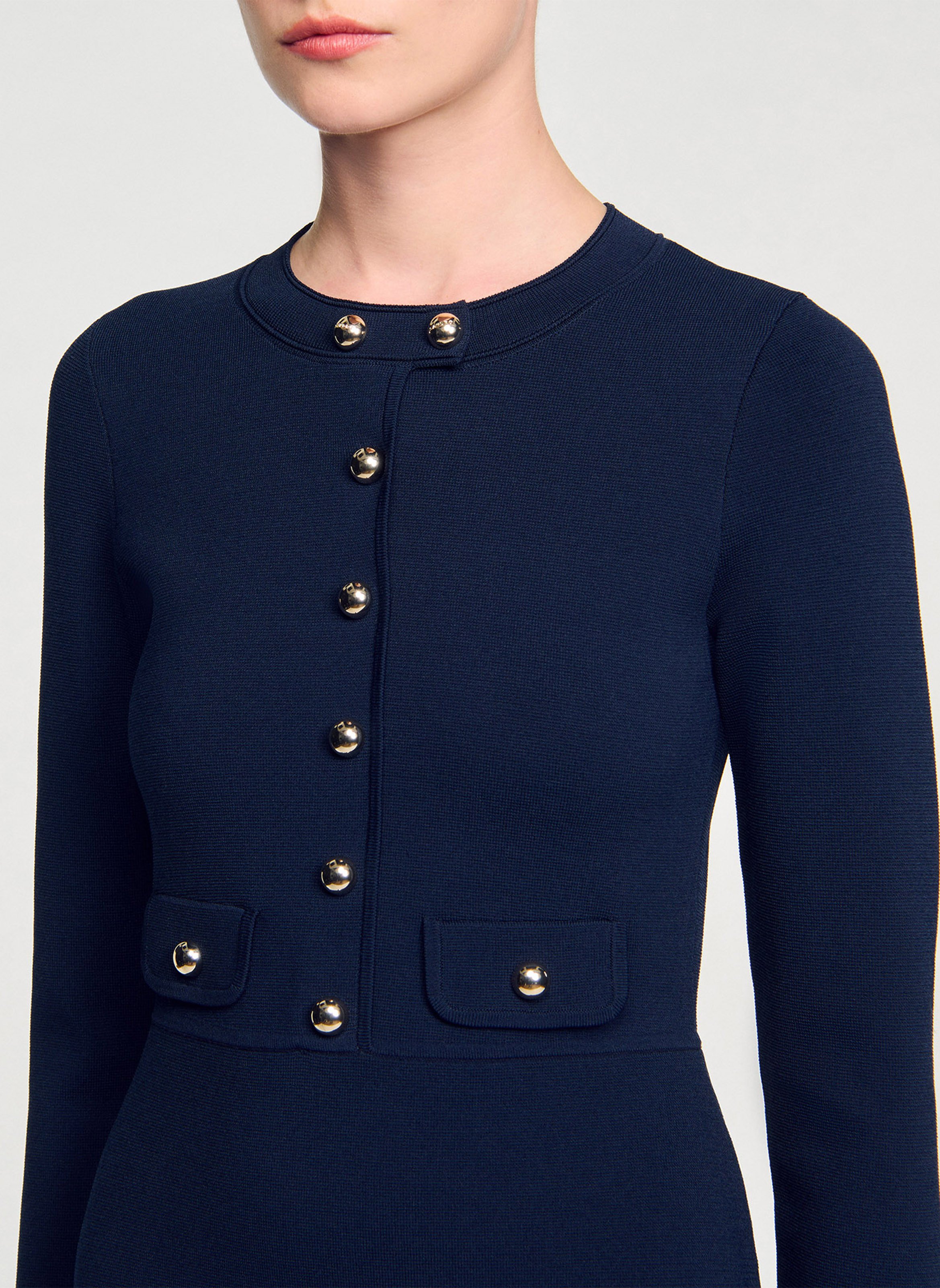 Robe droite col rond SANDRO Bleu