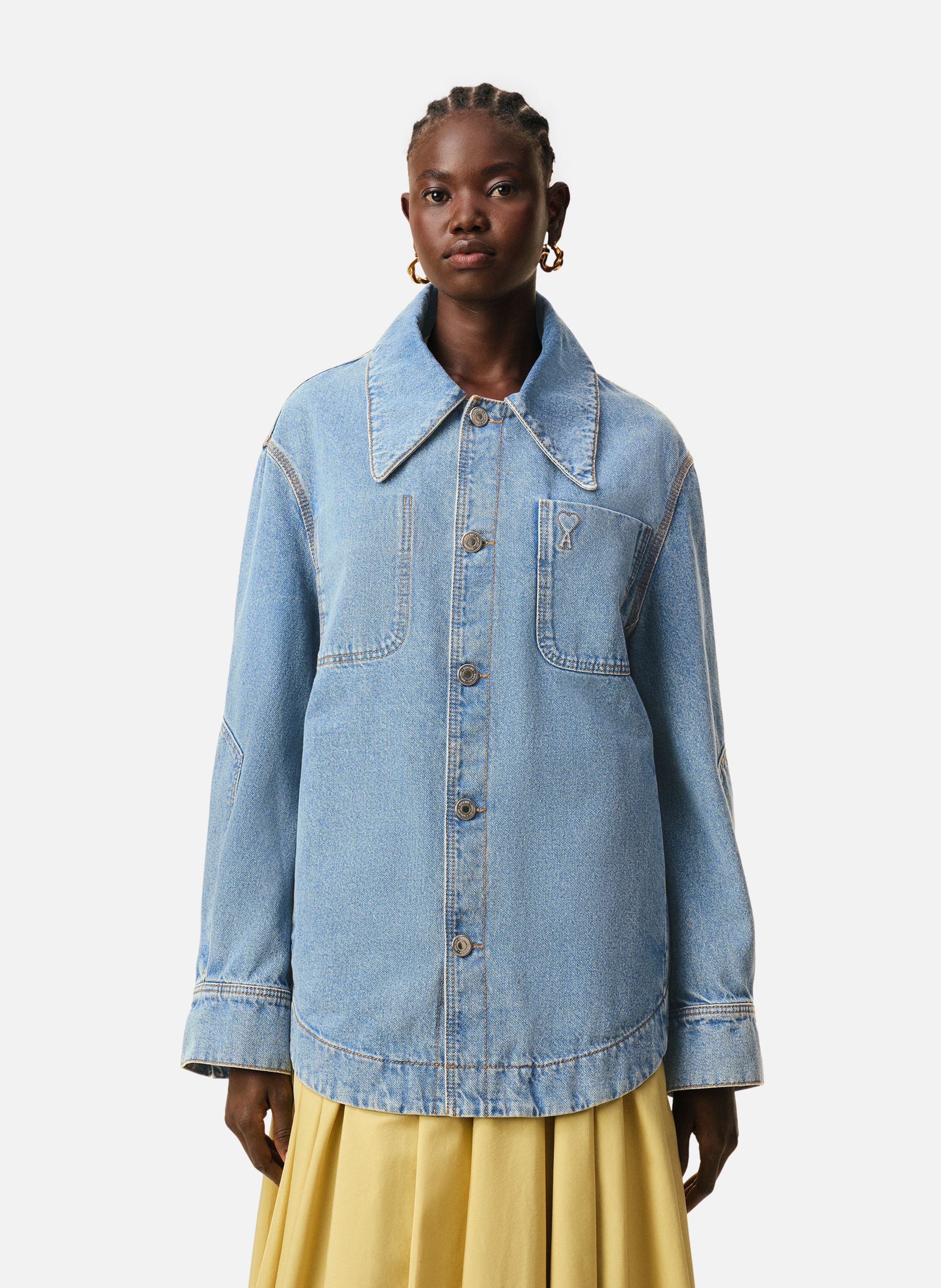 Surchemise worker ami de coeur unisexe en coton AMI PARIS Bleu