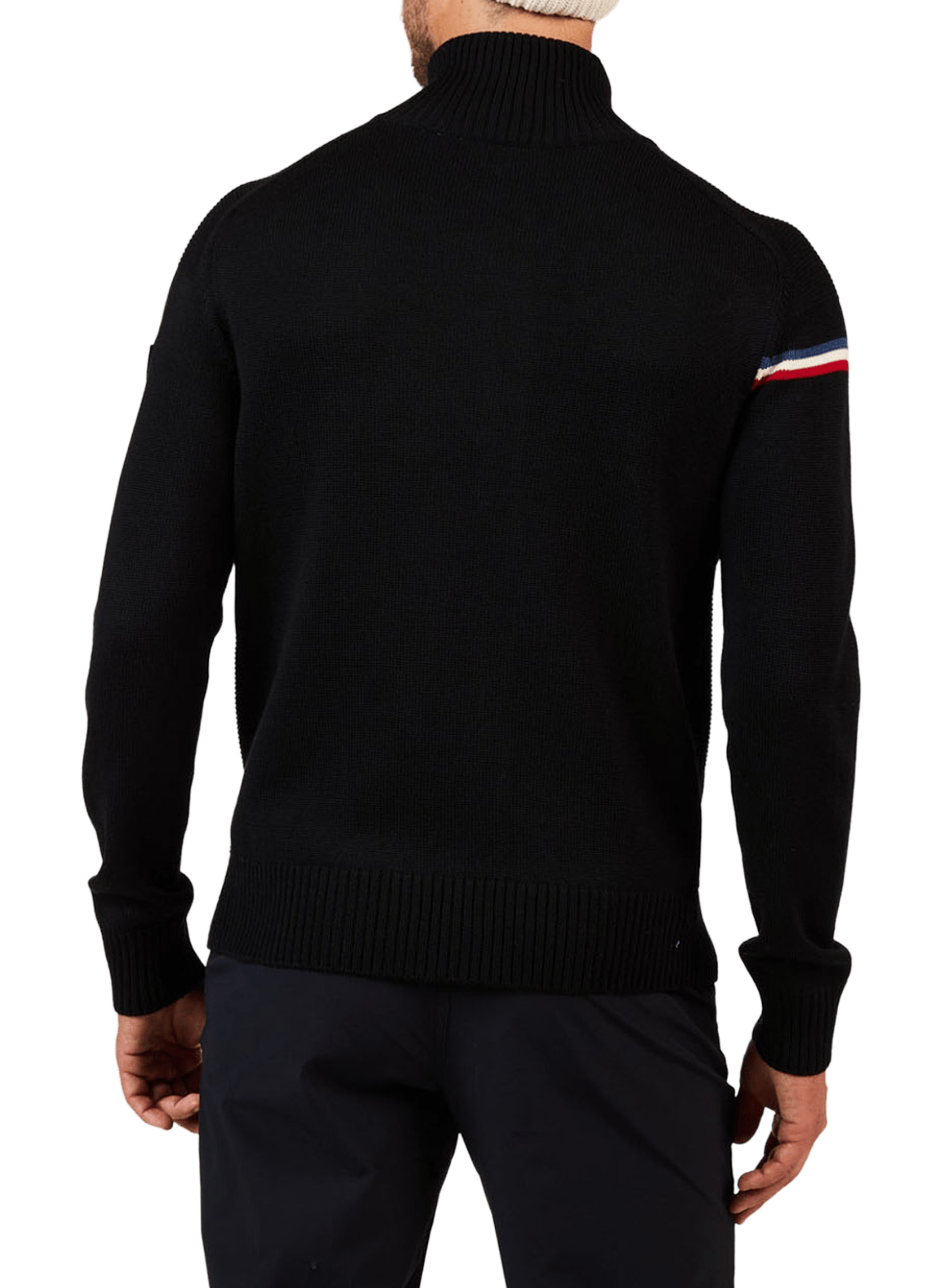 Sweat zippé à col montant en laine mérinos ROSSIGNOL Noir