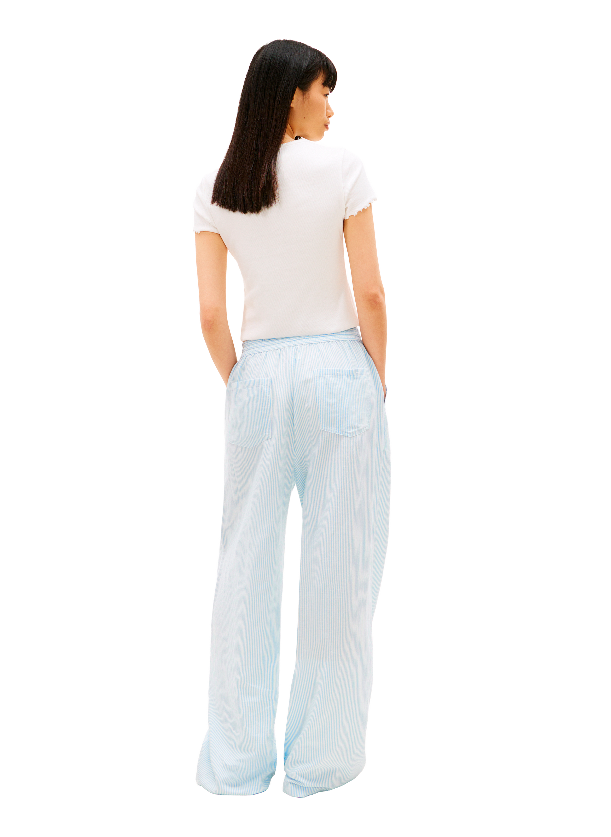 Linen and cotton blend pajama pants TOMMY HILFIGER Blue