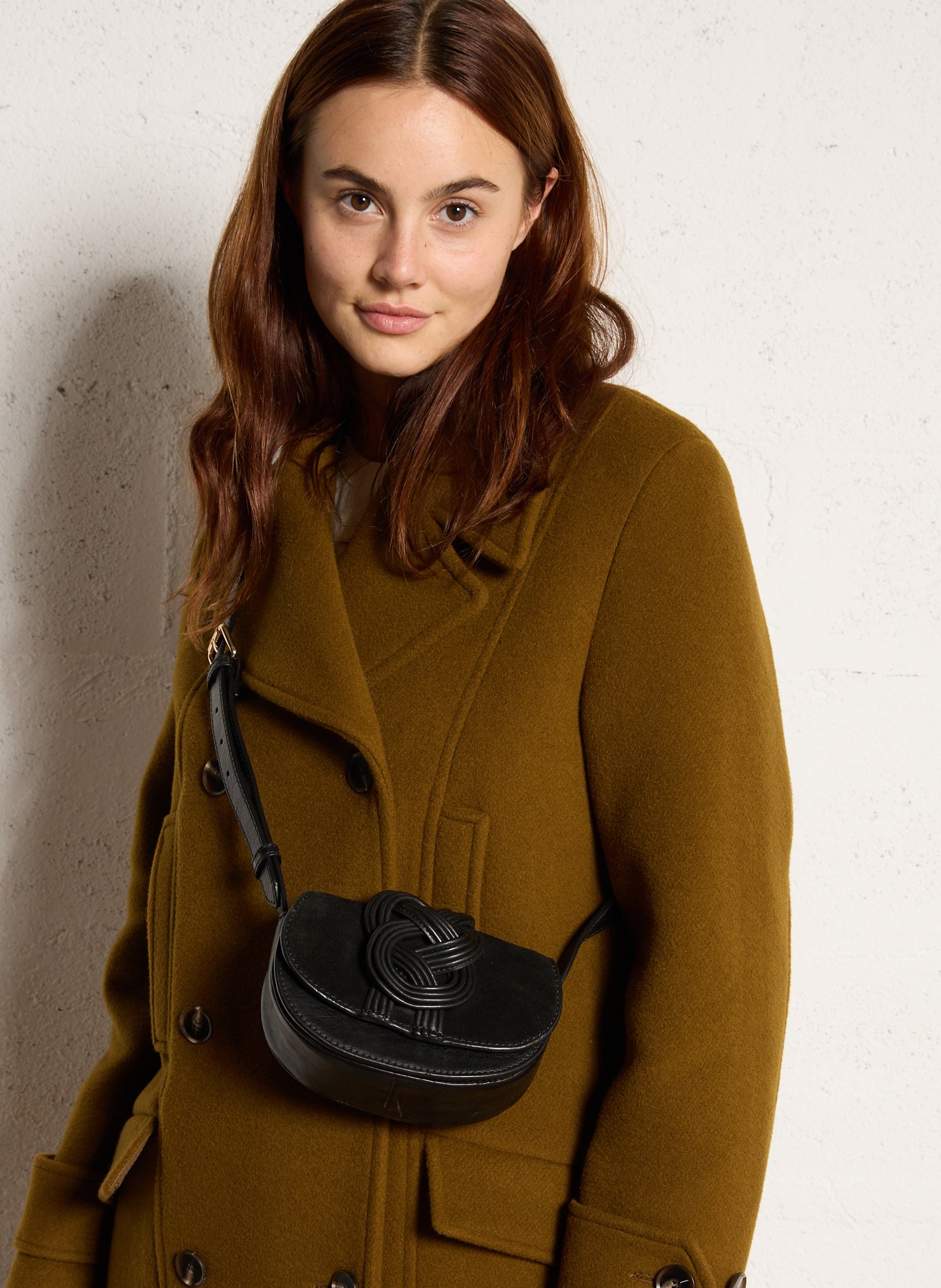 Sac bandoulière en cuir marius mini MAISON 123 Noir