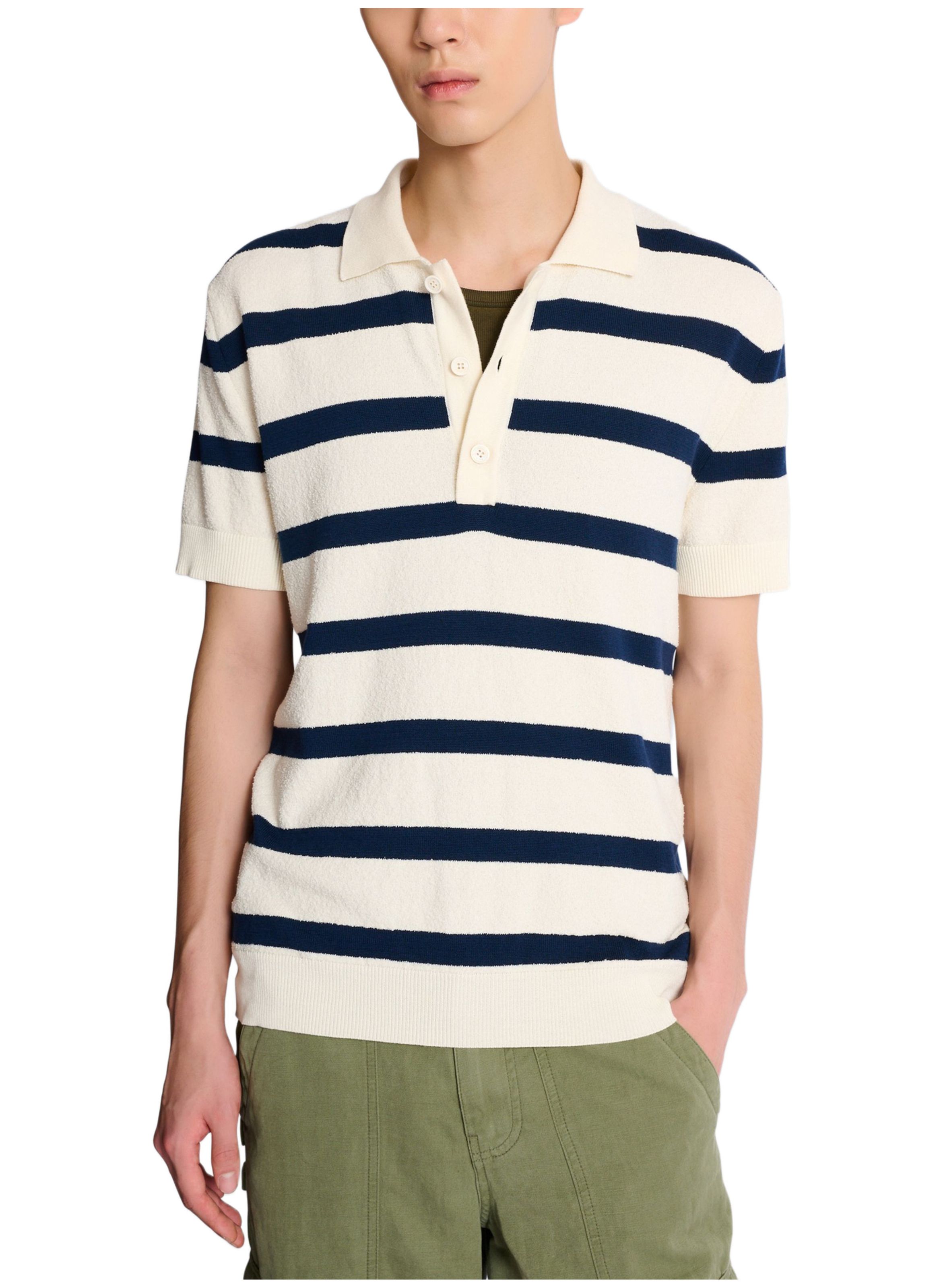 Polo balmain marinière en coton BALMAIN Blanc