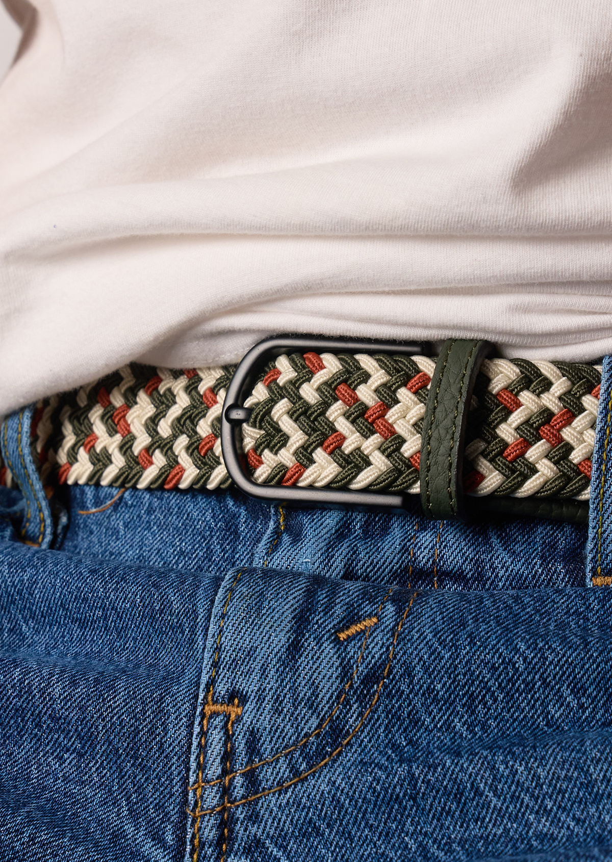 Ceinture tressée élastique multicolore BILLYBELT Marron