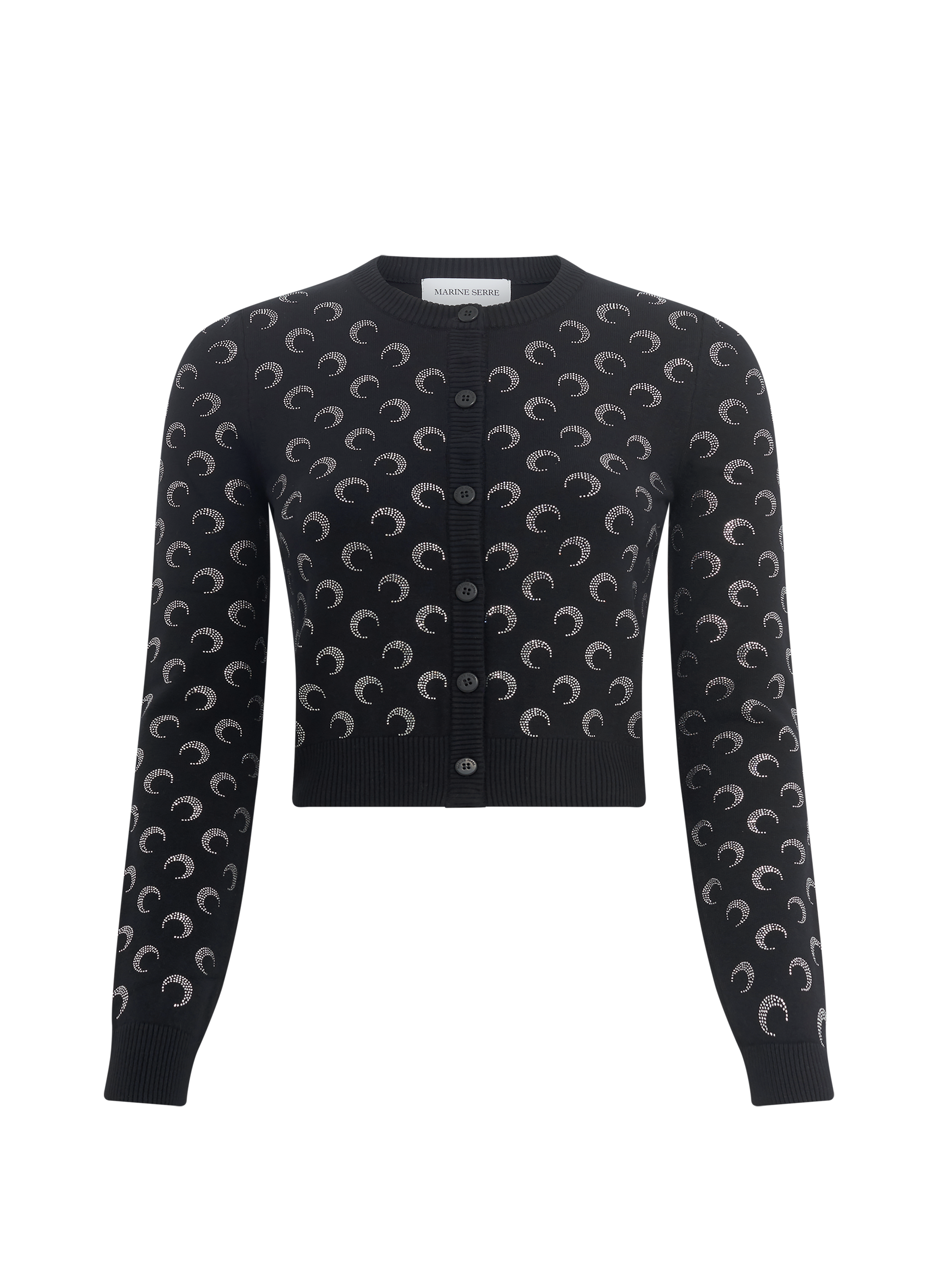 Cardigan ajusté en maille moon strass MARINE SERRE Noir