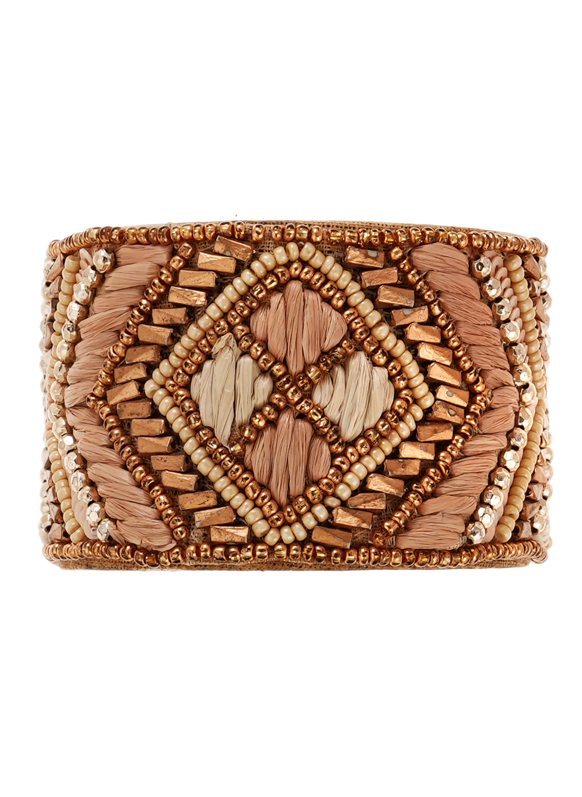 Bracelet jonc raphia et perles ofir HIPANEMA Doré