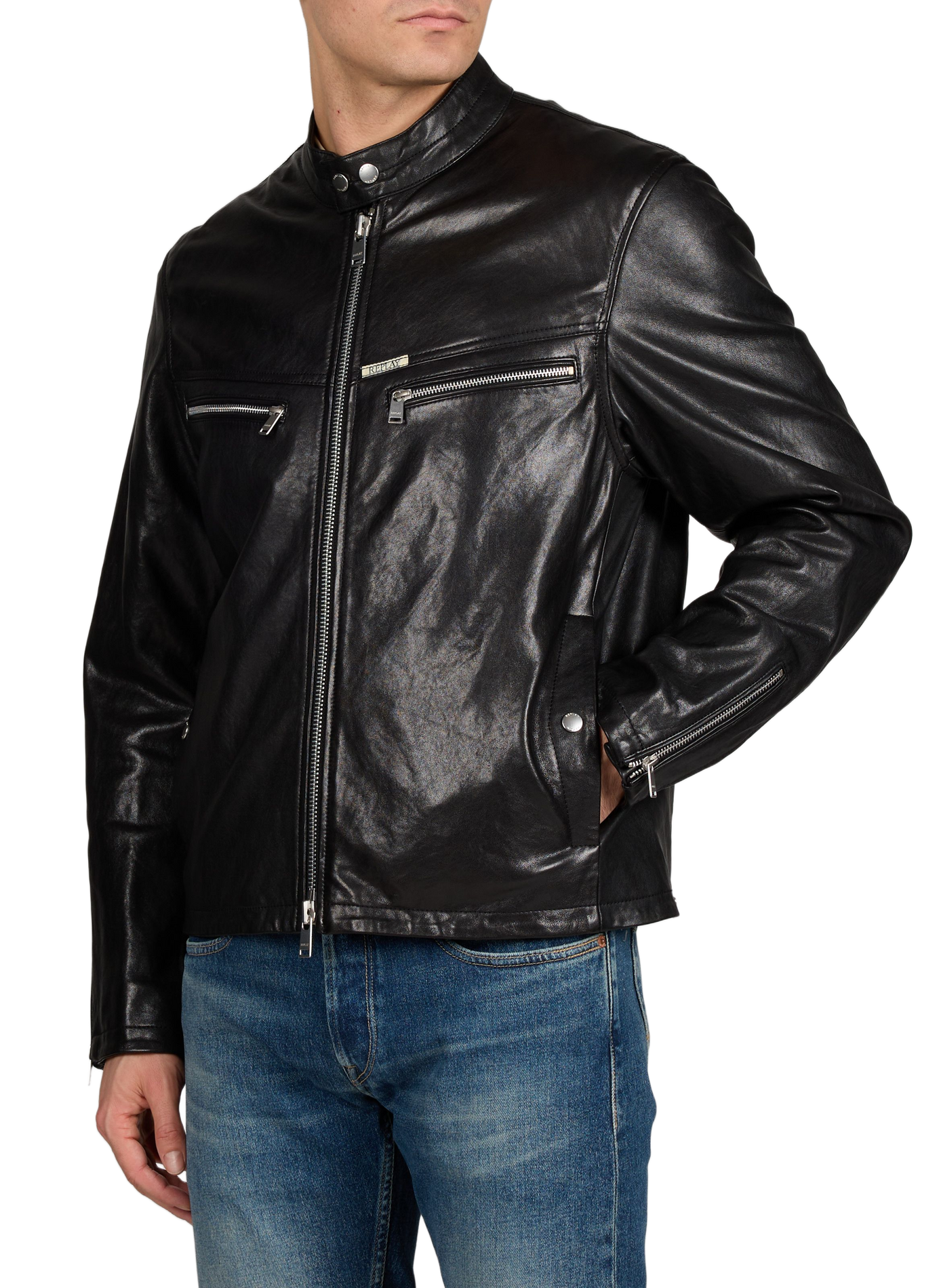 Blouson col boutonné en coton REPLAY Noir