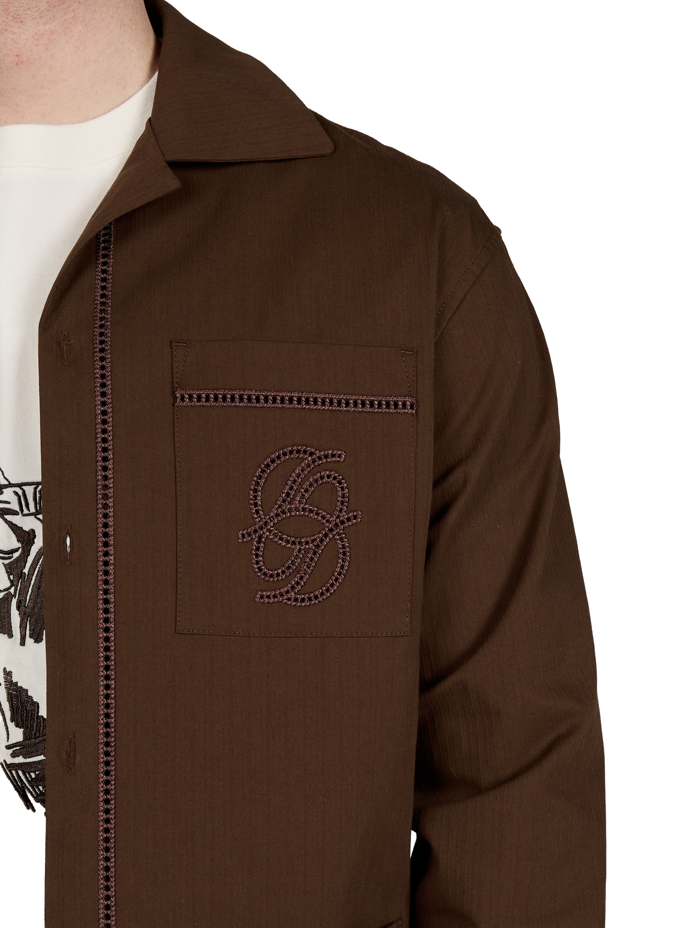 Shirt with logo embroidery in blended cotton DROLE DE MONSIEUR Brown