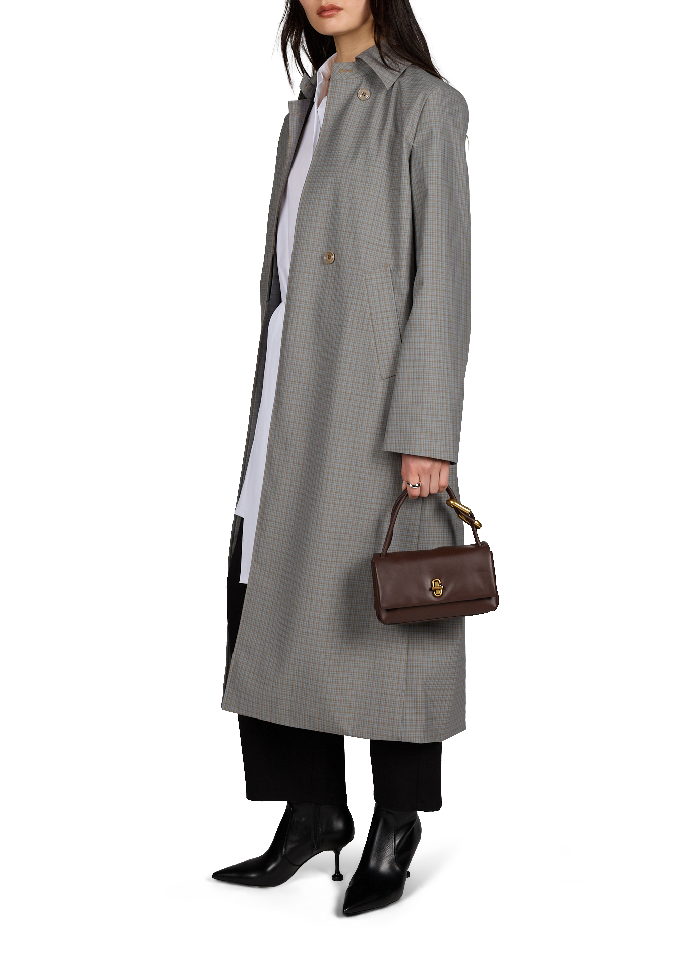 Le mini double sac en cuir lisse MARC JACOBS Marron