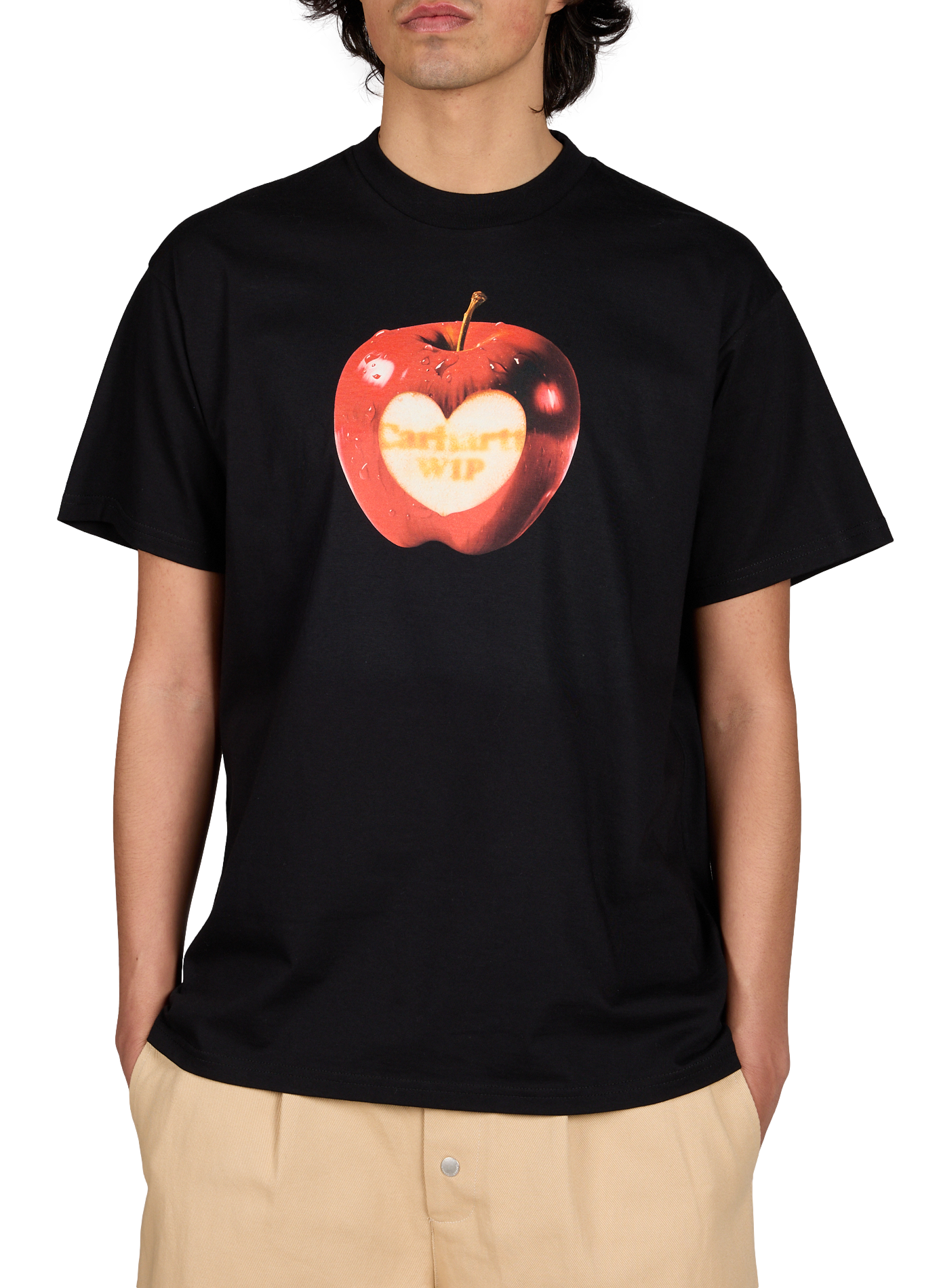 Cotton apple logo printed t-shirt CARHARTT WIP Black