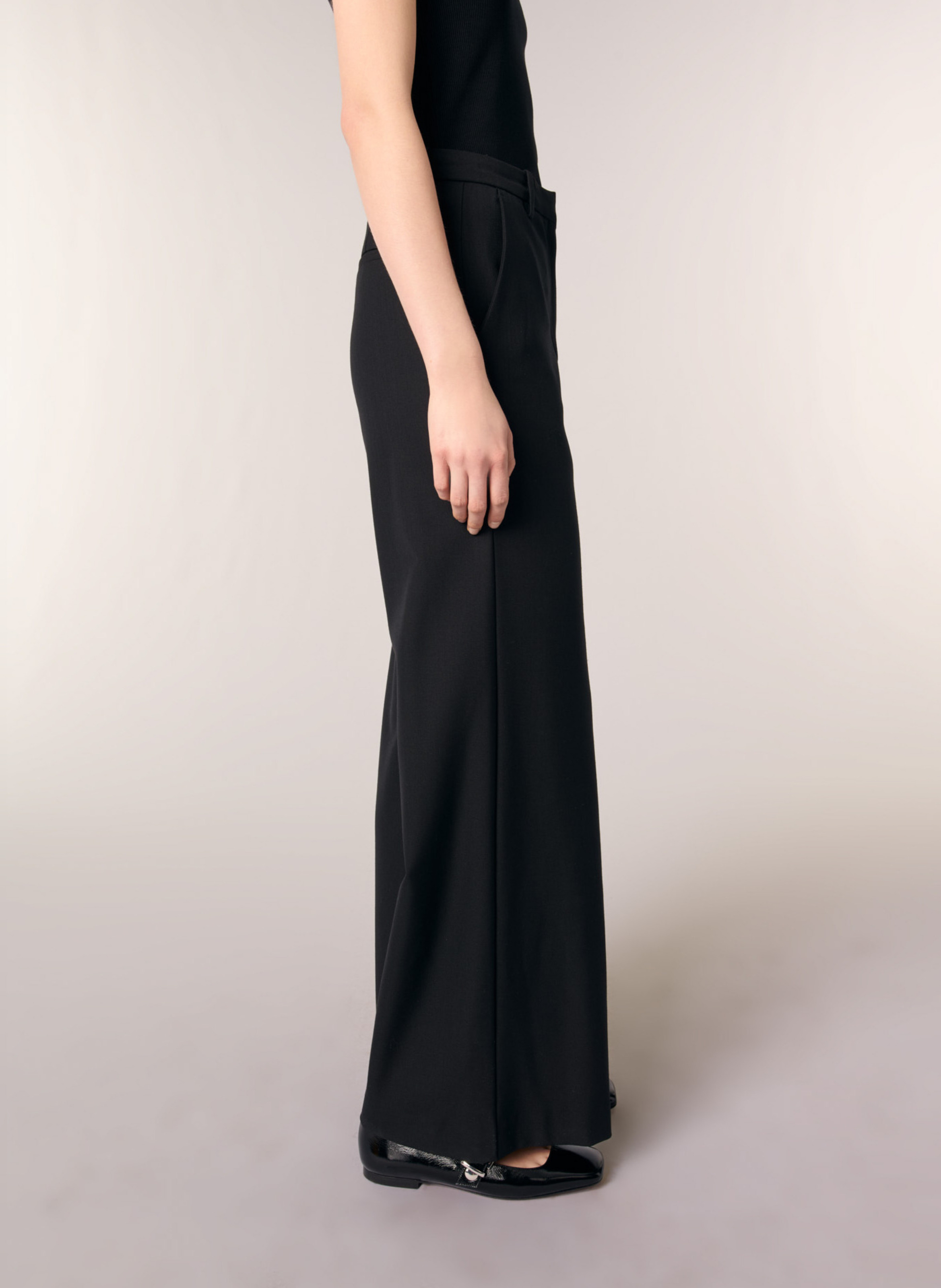 Pantalon flare en laine mélangée MAJE Noir