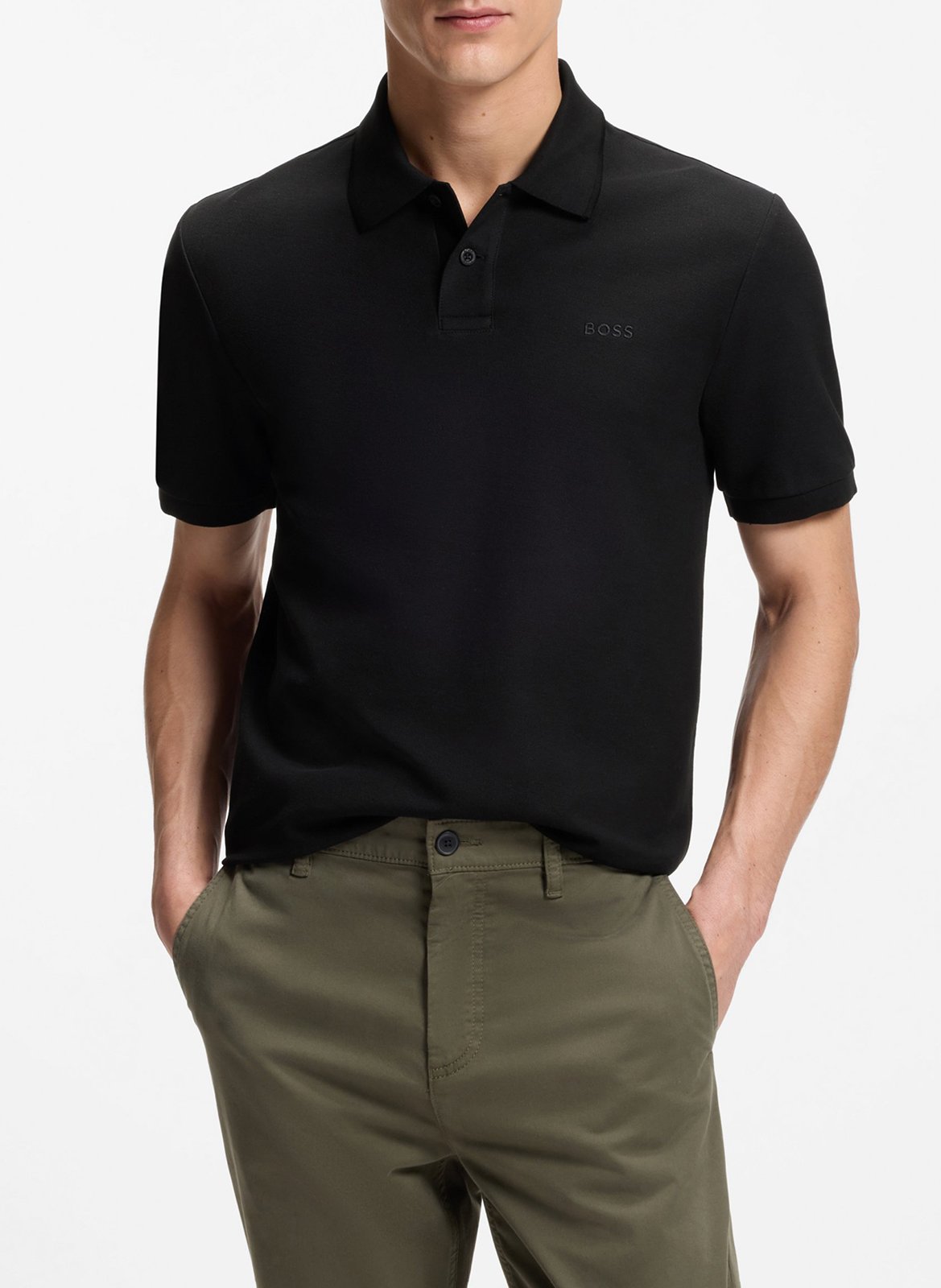 Polo regular-fit en coton BOSS Noir