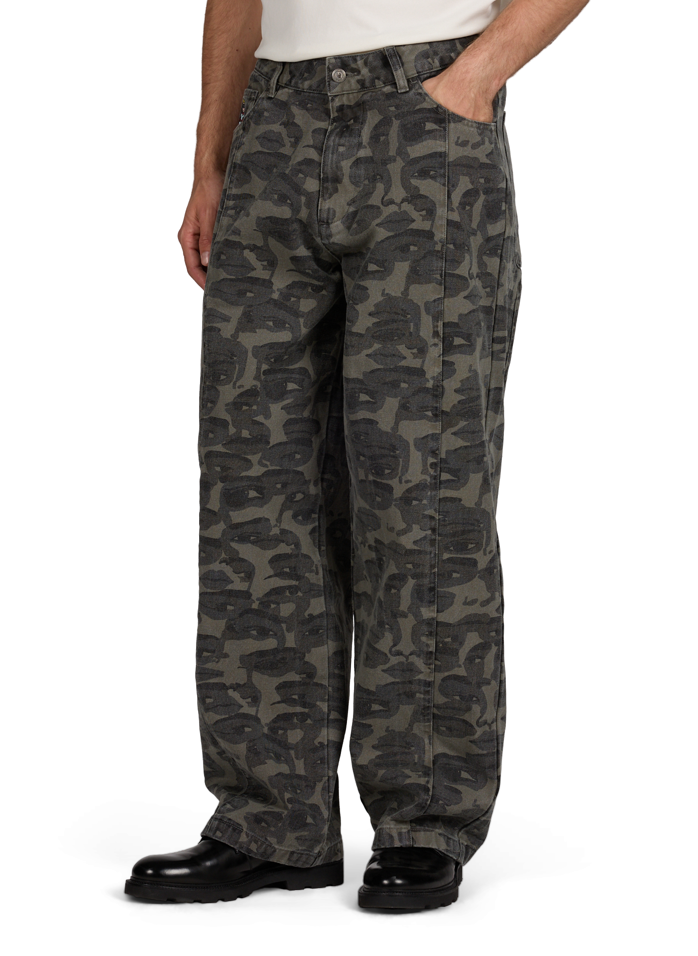 Jean baggy à motif camouflage en coton KIDSUPER Noir